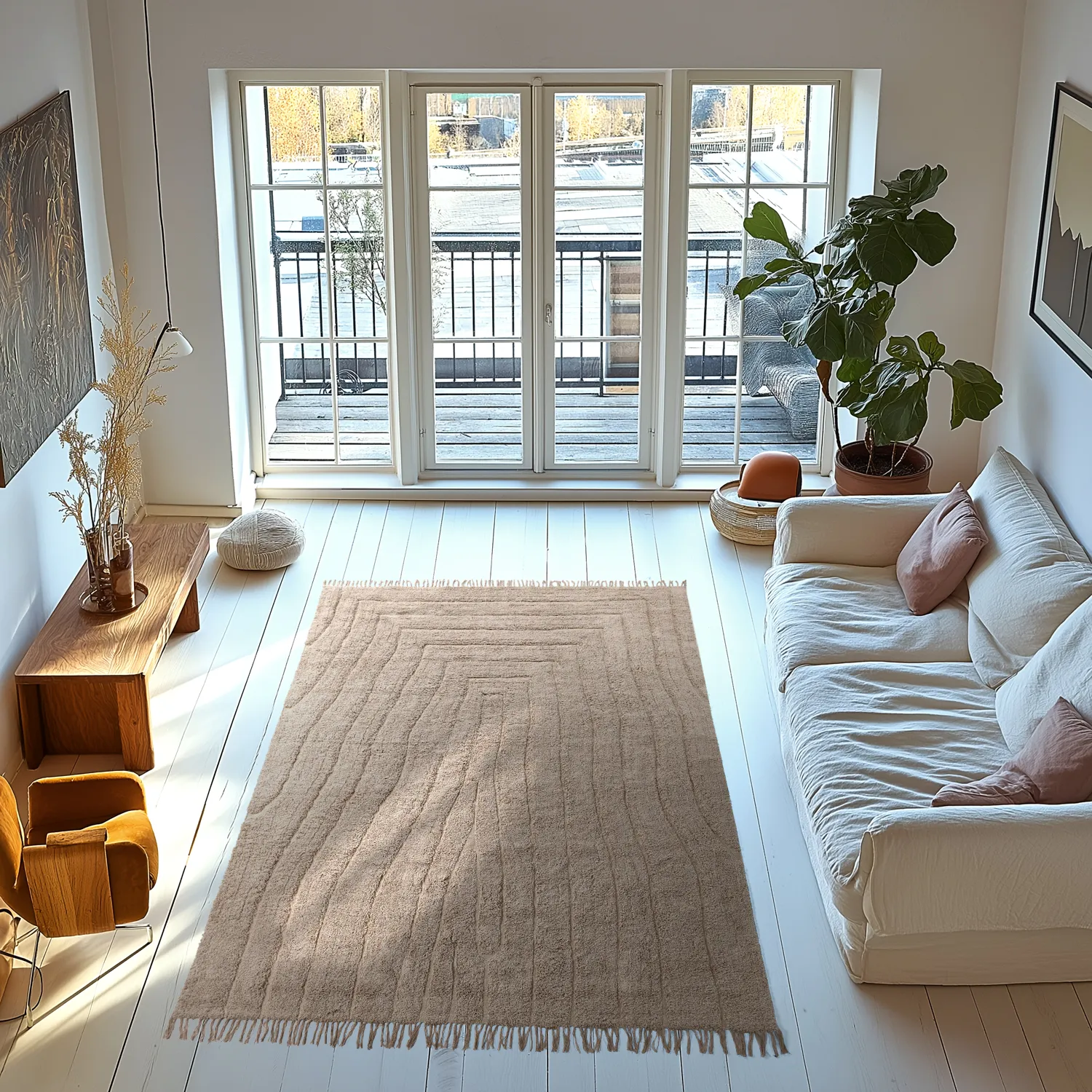 Ryamattor - Farley Natural Cotton Shaggy (beige)