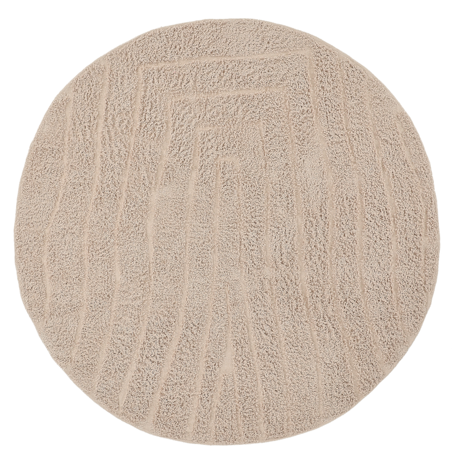 Rund matta - Farley Natural Cotton Shaggy (beige) (Storlek: Ø 240 cm)