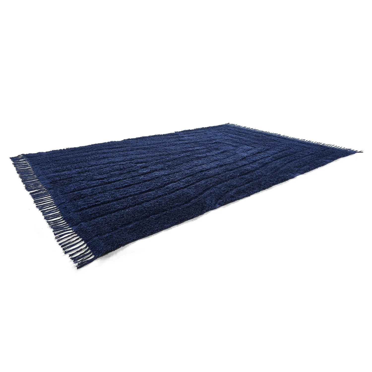 Ryamattor - Farley Natural Cotton Shaggy (blå)