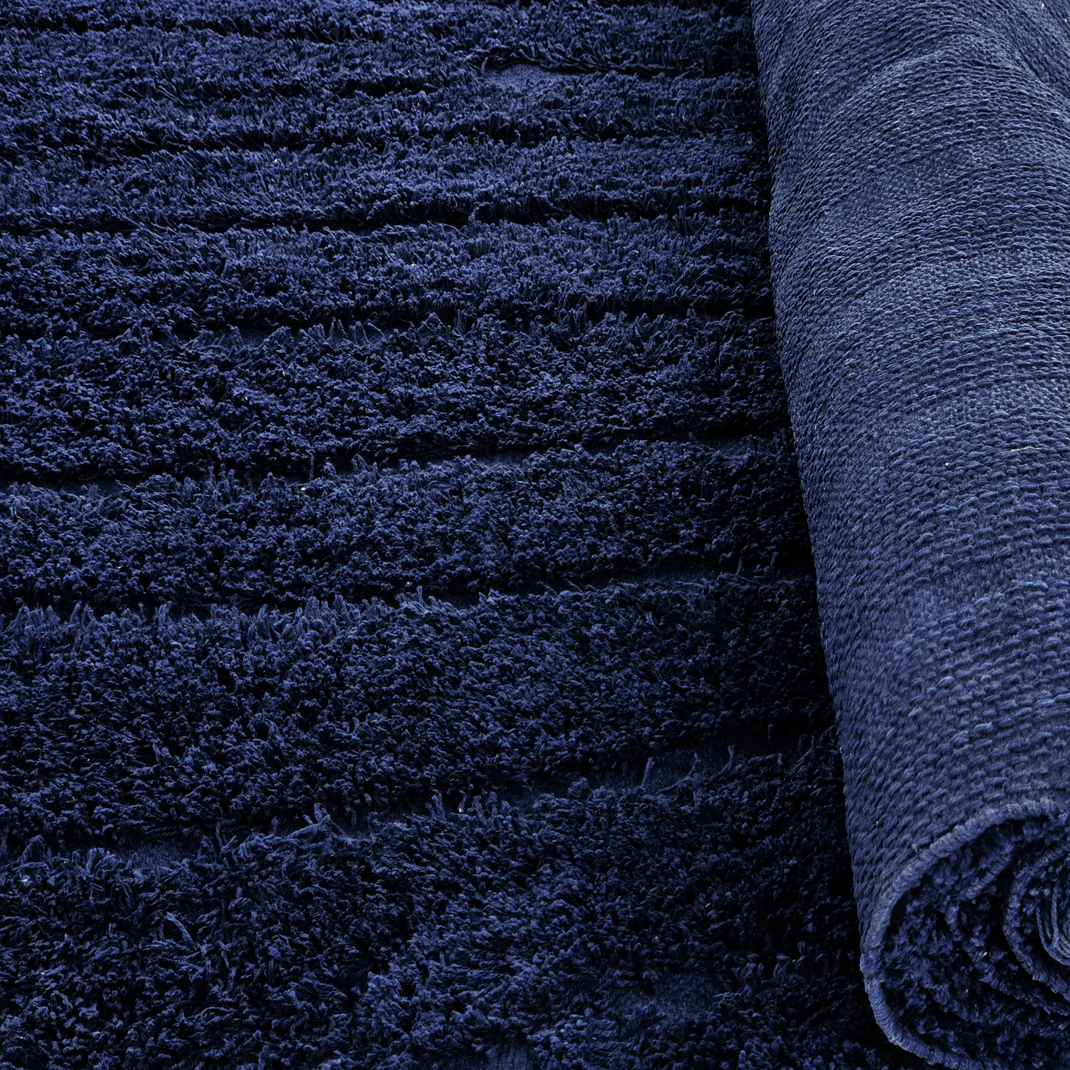 Ryamattor - Farley Natural Cotton Shaggy (blå)