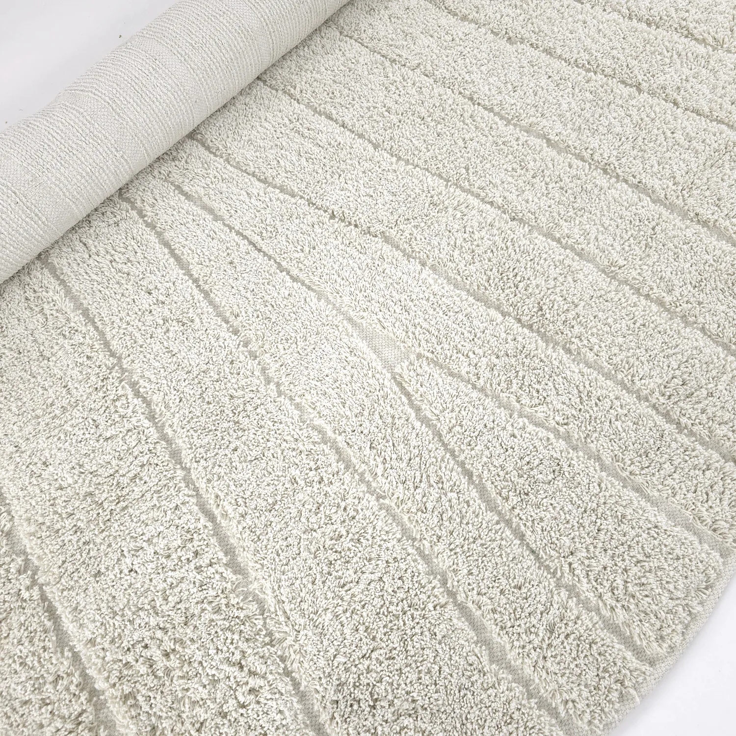 Rund matta - Farley Natural Cotton Shaggy (offwhite)
