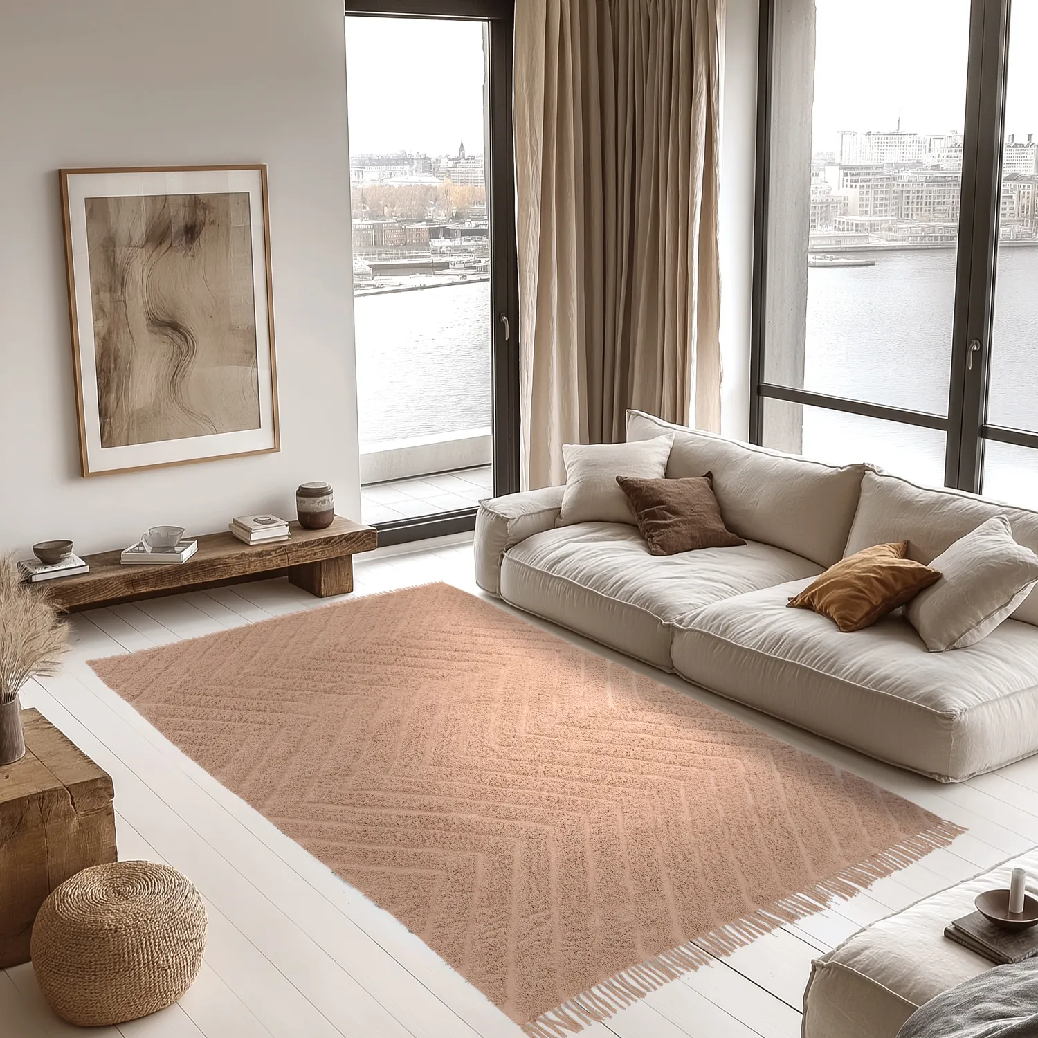 Ryamattor - Farley Natural Cotton Shaggy (rosa)