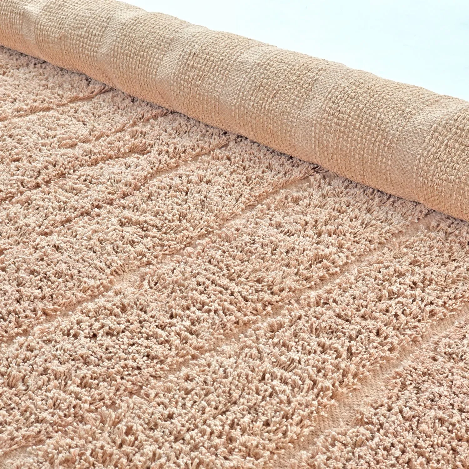 Rund matta - Farley Natural Cotton Shaggy (rosa)