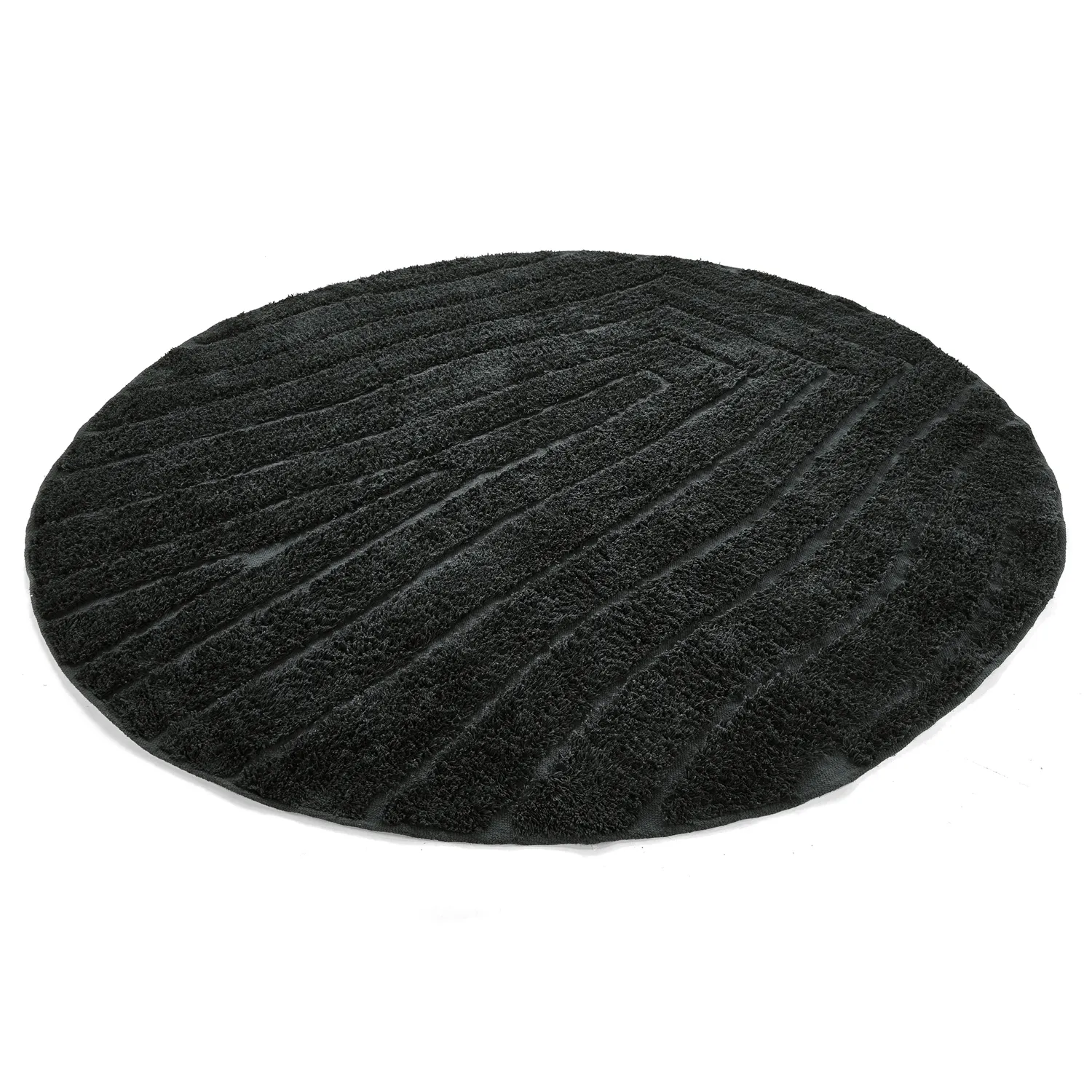 Rund matta - Farley Natural Cotton Shaggy (svart)