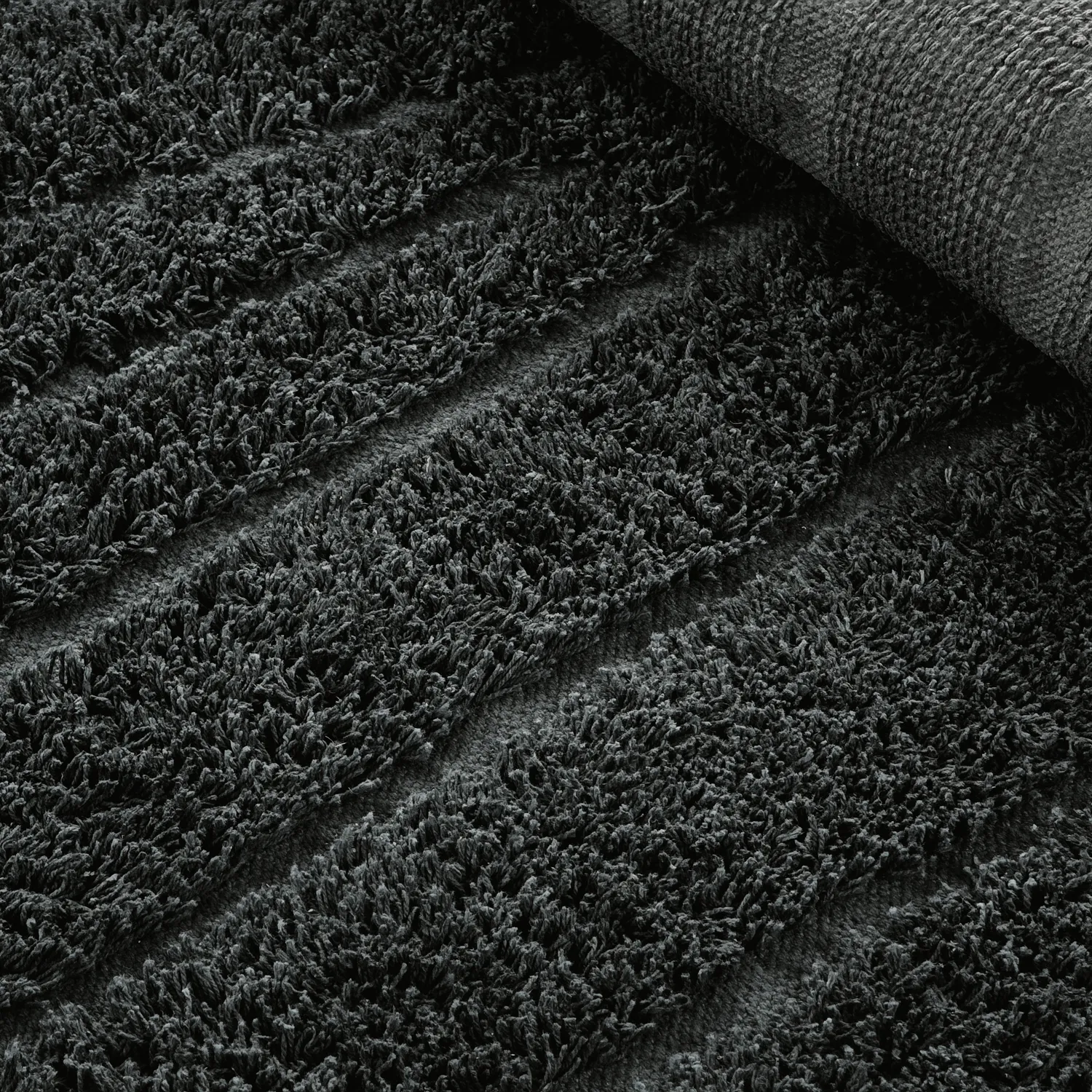 Rund matta - Farley Natural Cotton Shaggy (svart)