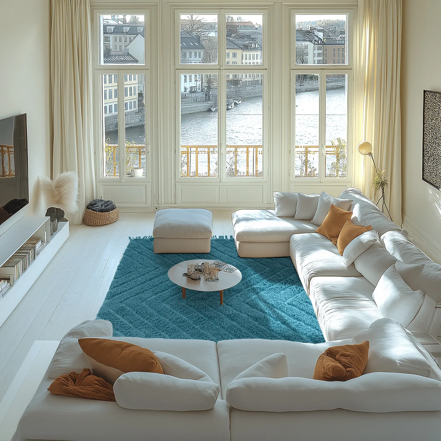 Ryamattor - Farley Natural Cotton Shaggy (turkos)
