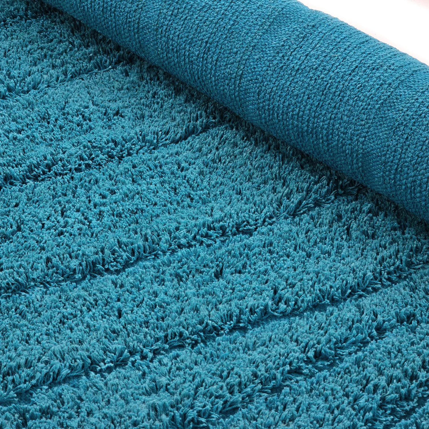 Rund matta - Farley Natural Cotton Shaggy (turkos)