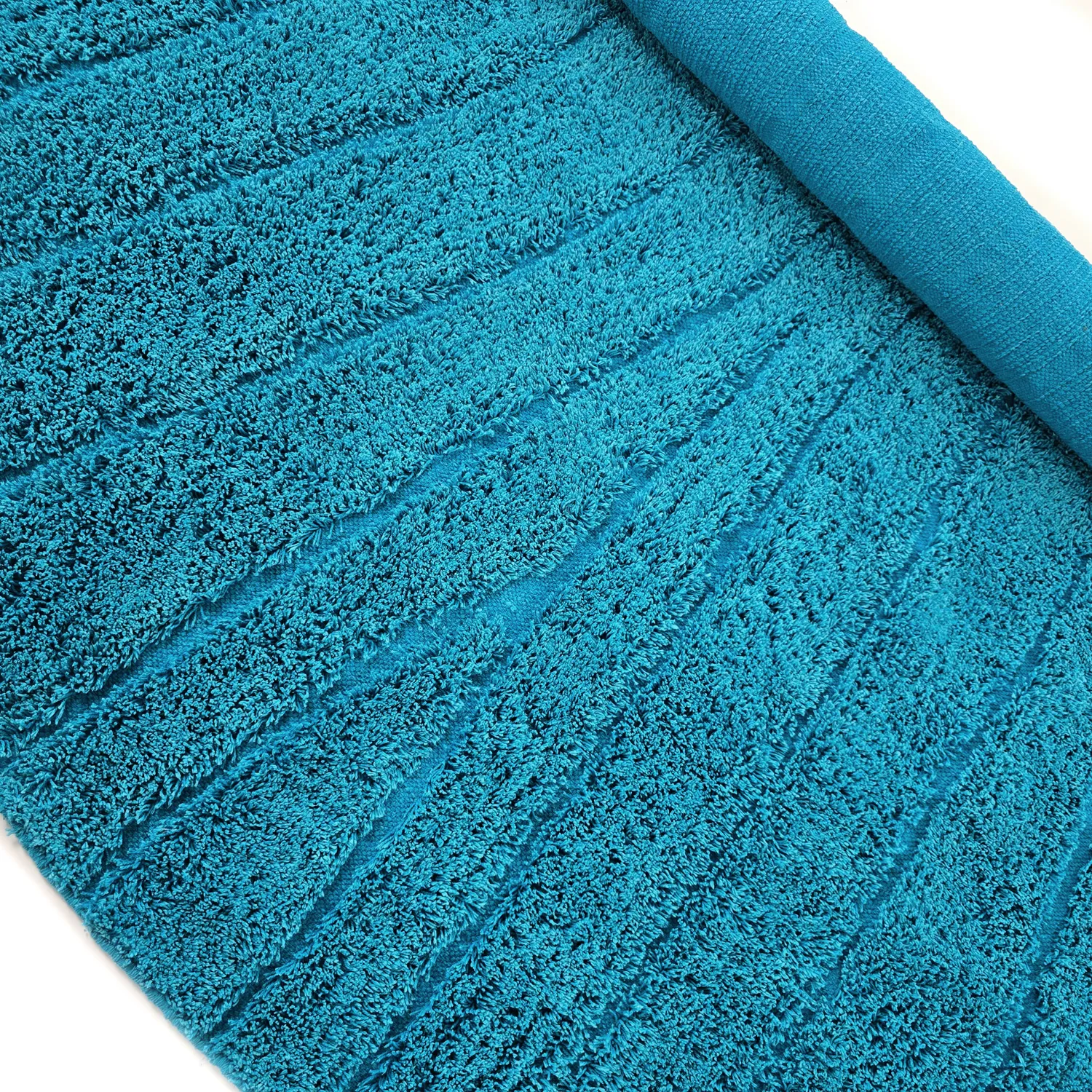 Rund matta - Farley Natural Cotton Shaggy (turkos)