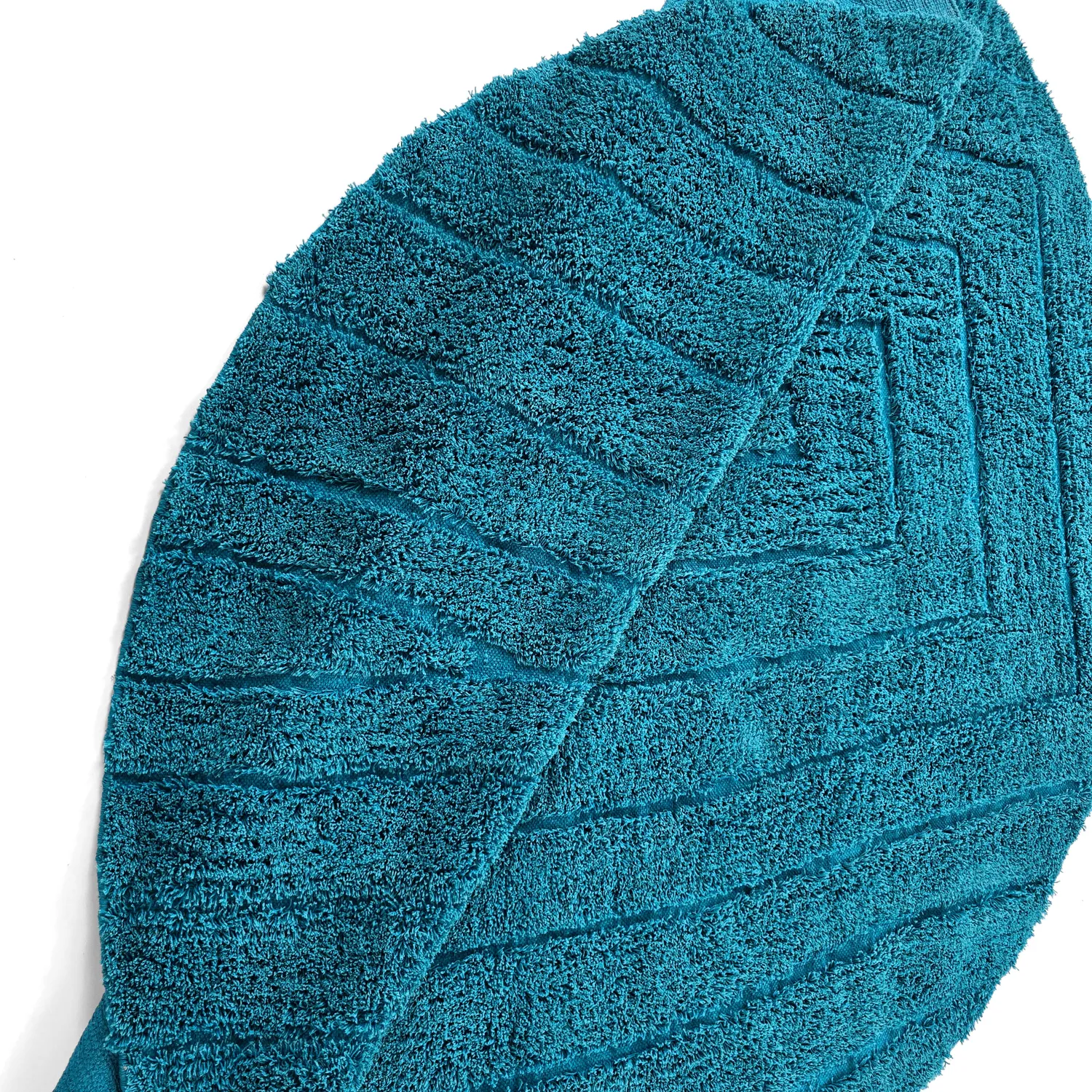 Rund matta - Farley Natural Cotton Shaggy (turkos)