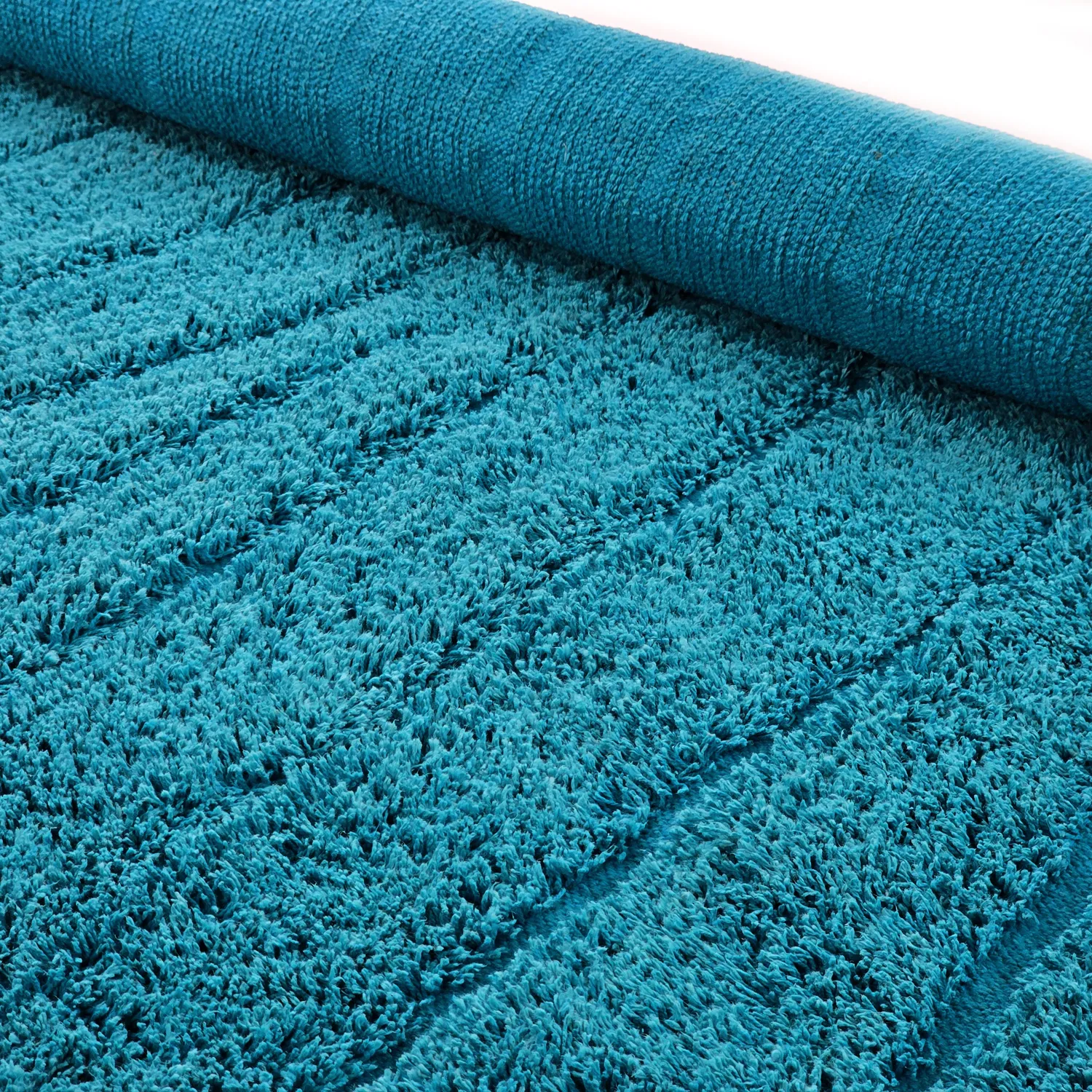 Rund matta - Farley Natural Cotton Shaggy (turkos)