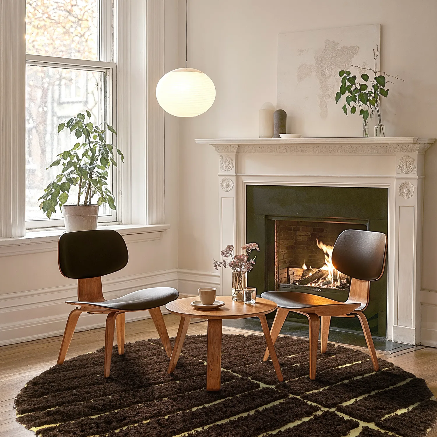 Rund Matta - Ikara Natural Cotton Shaggy (brun)