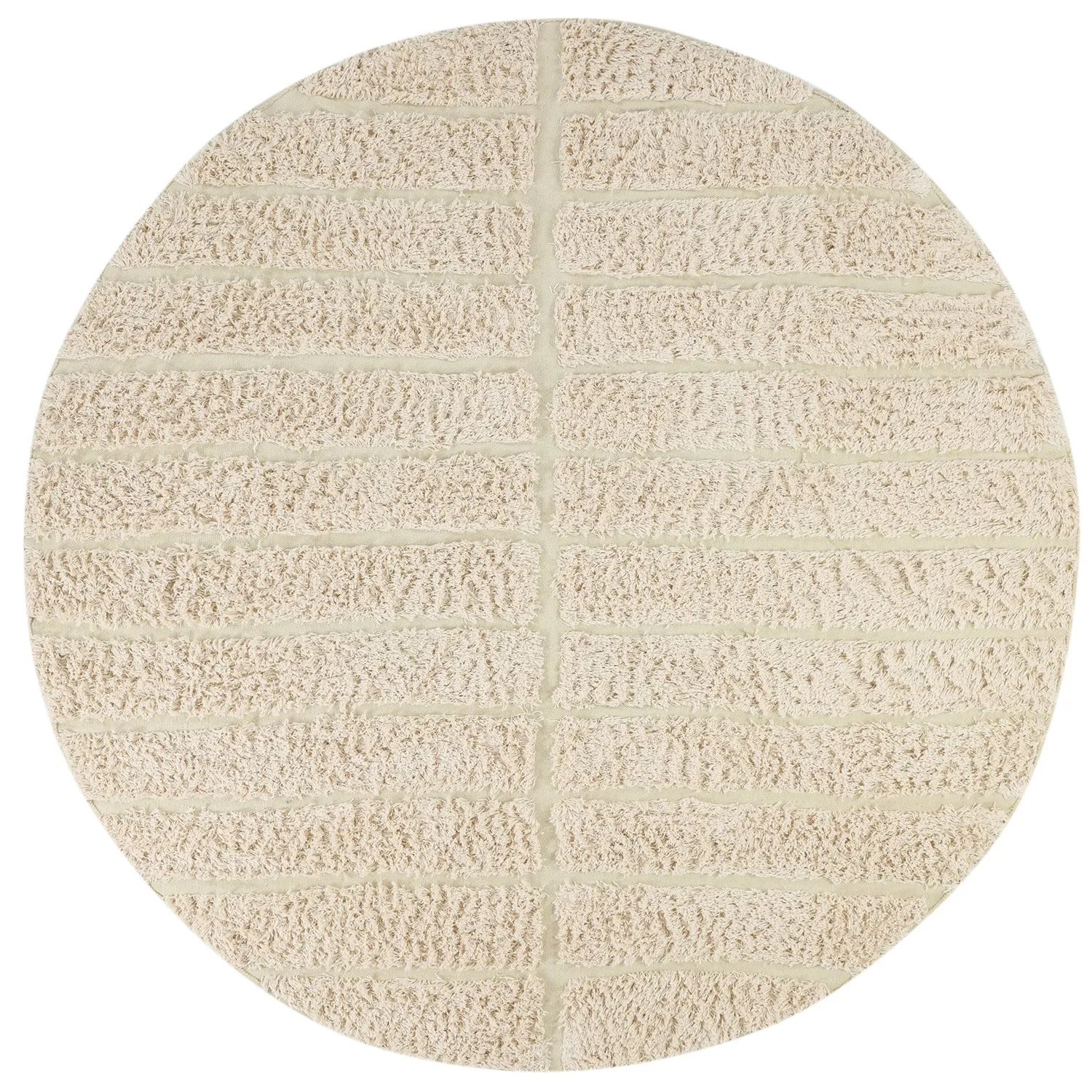 Rund Matta - Ikara Natural Cotton Shaggy (creme)