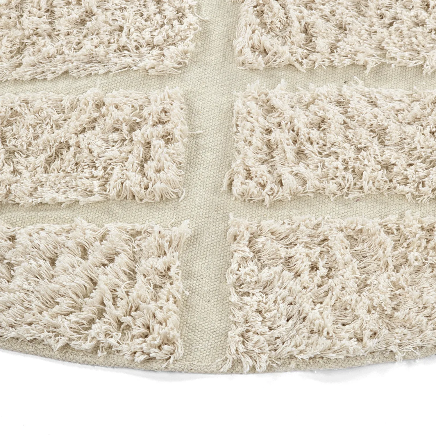 Rund Matta - Ikara Natural Cotton Shaggy (creme)