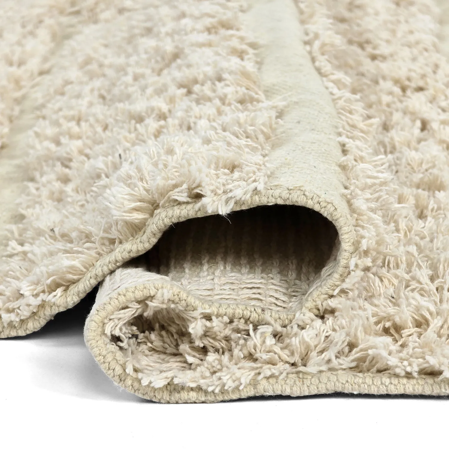 Rund Matta - Ikara Natural Cotton Shaggy (creme)