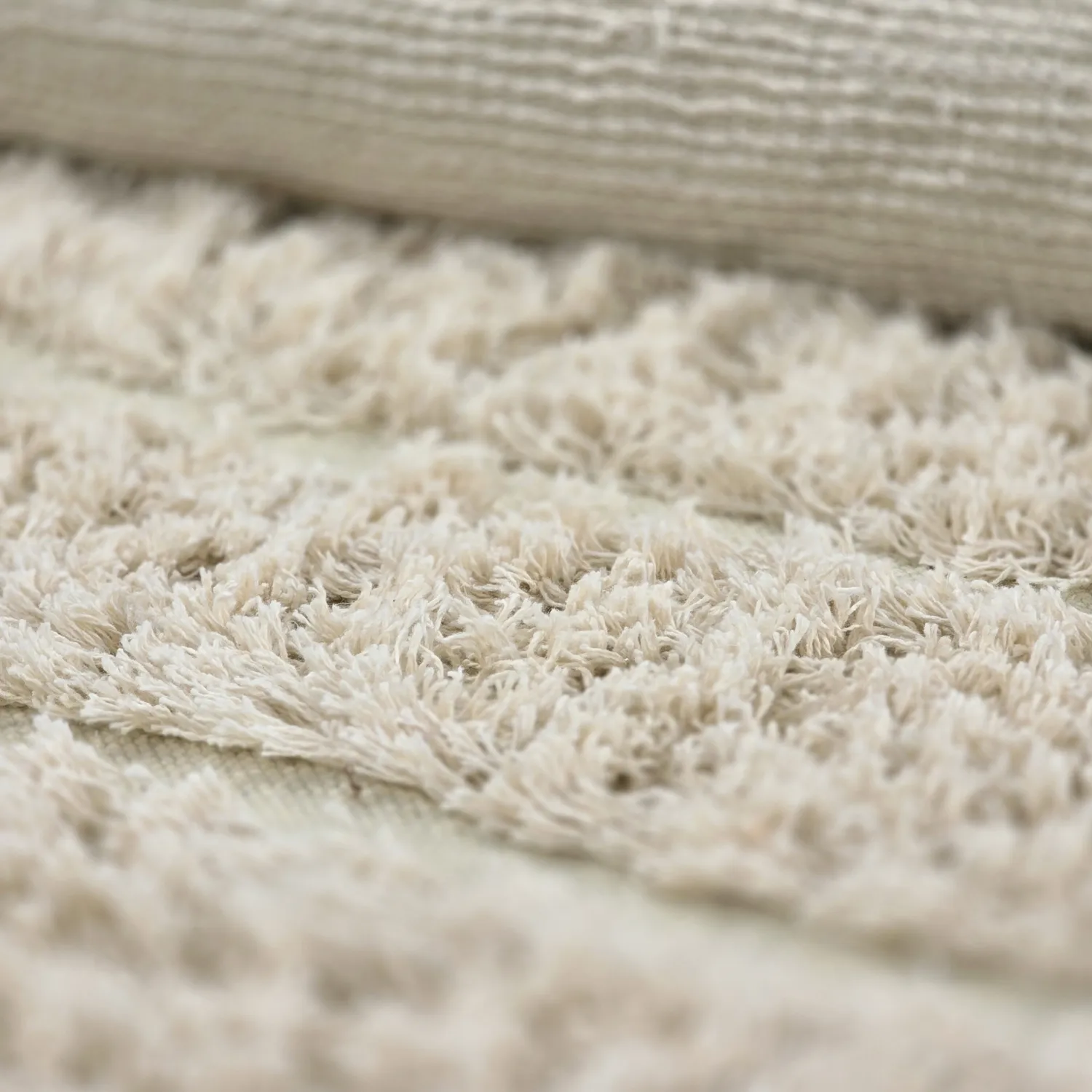 Rund Matta - Ikara Natural Cotton Shaggy (creme)