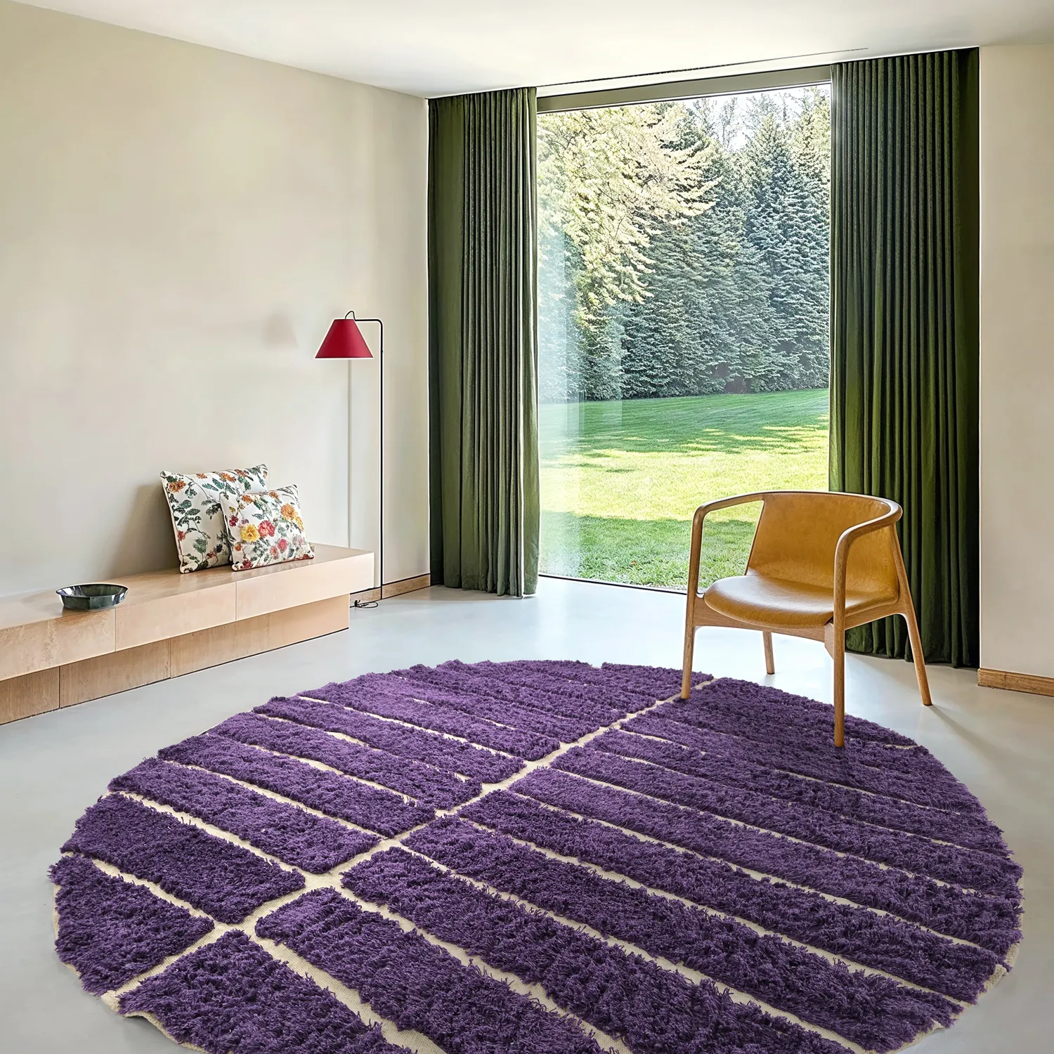 Rund Matta - Ikara Natural Cotton Shaggy (lila)