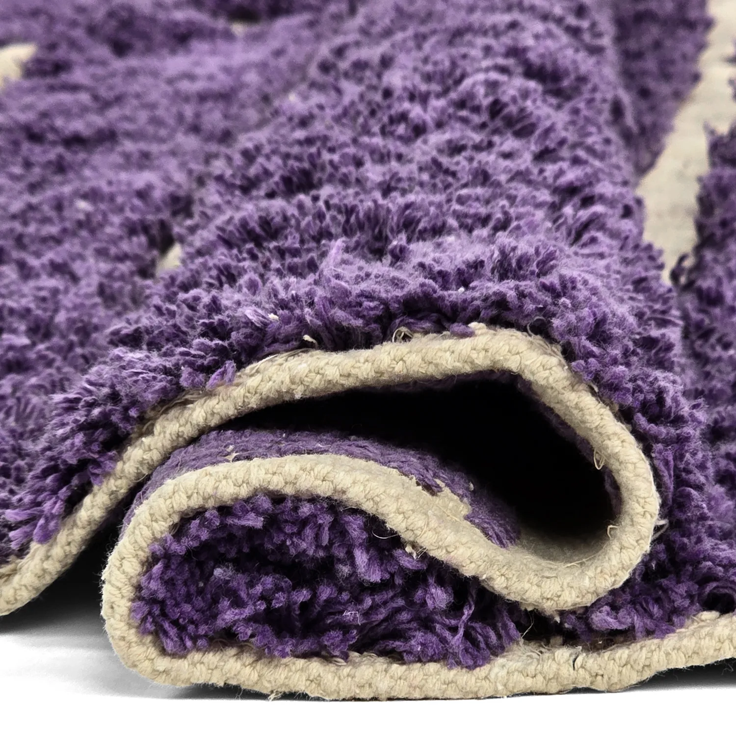 Rund Matta - Ikara Natural Cotton Shaggy (lila)