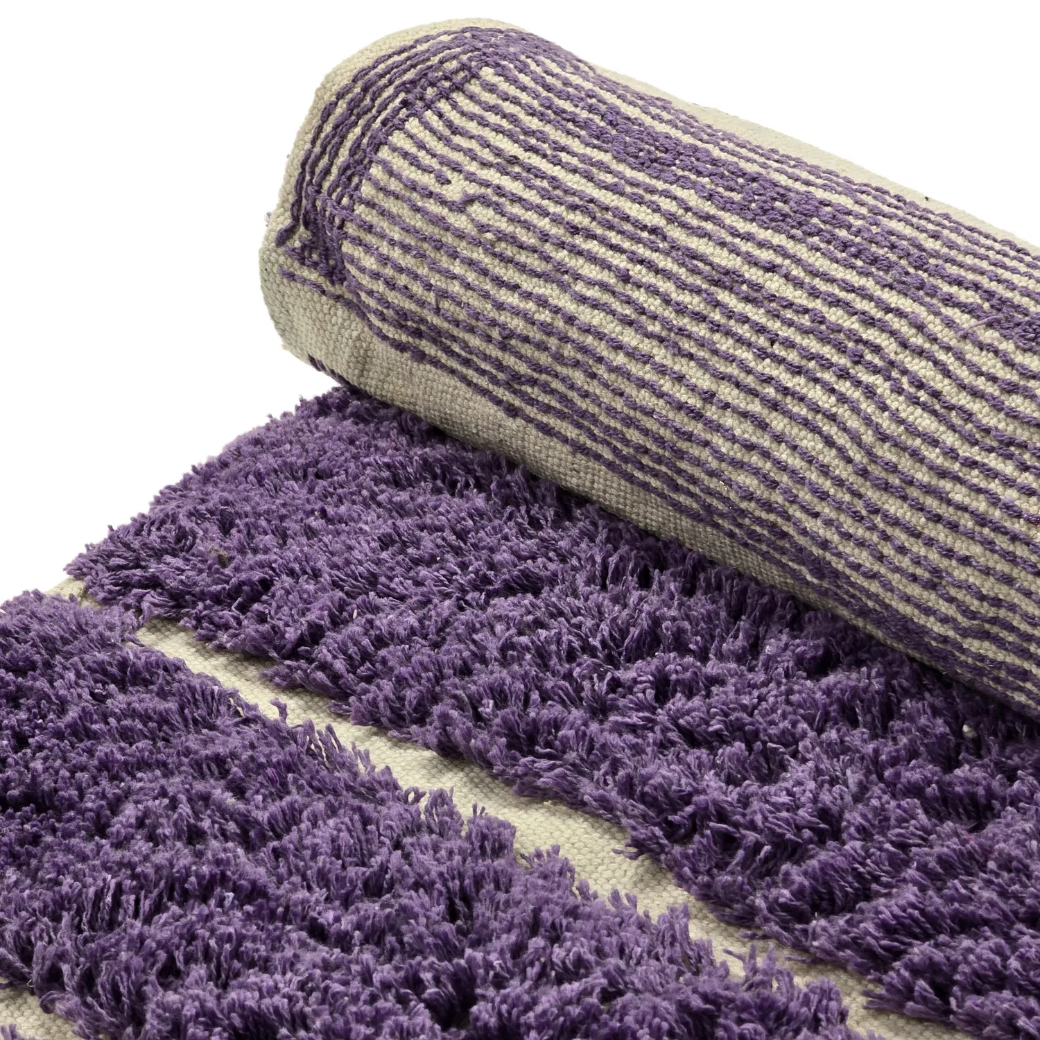 Rund Matta - Ikara Natural Cotton Shaggy (lila)