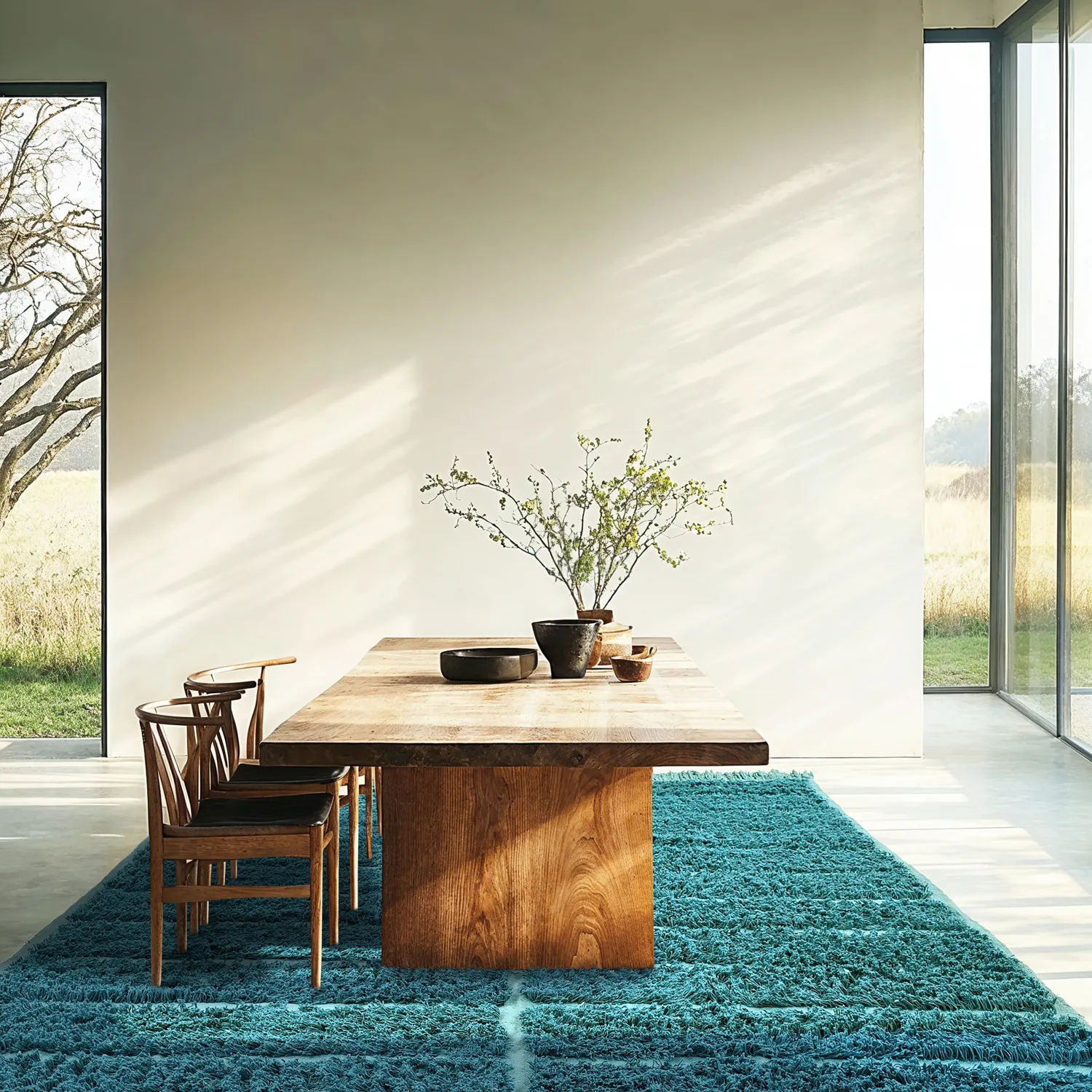Ryamattor - Ikara Natural Cotton Shaggy (turkos)