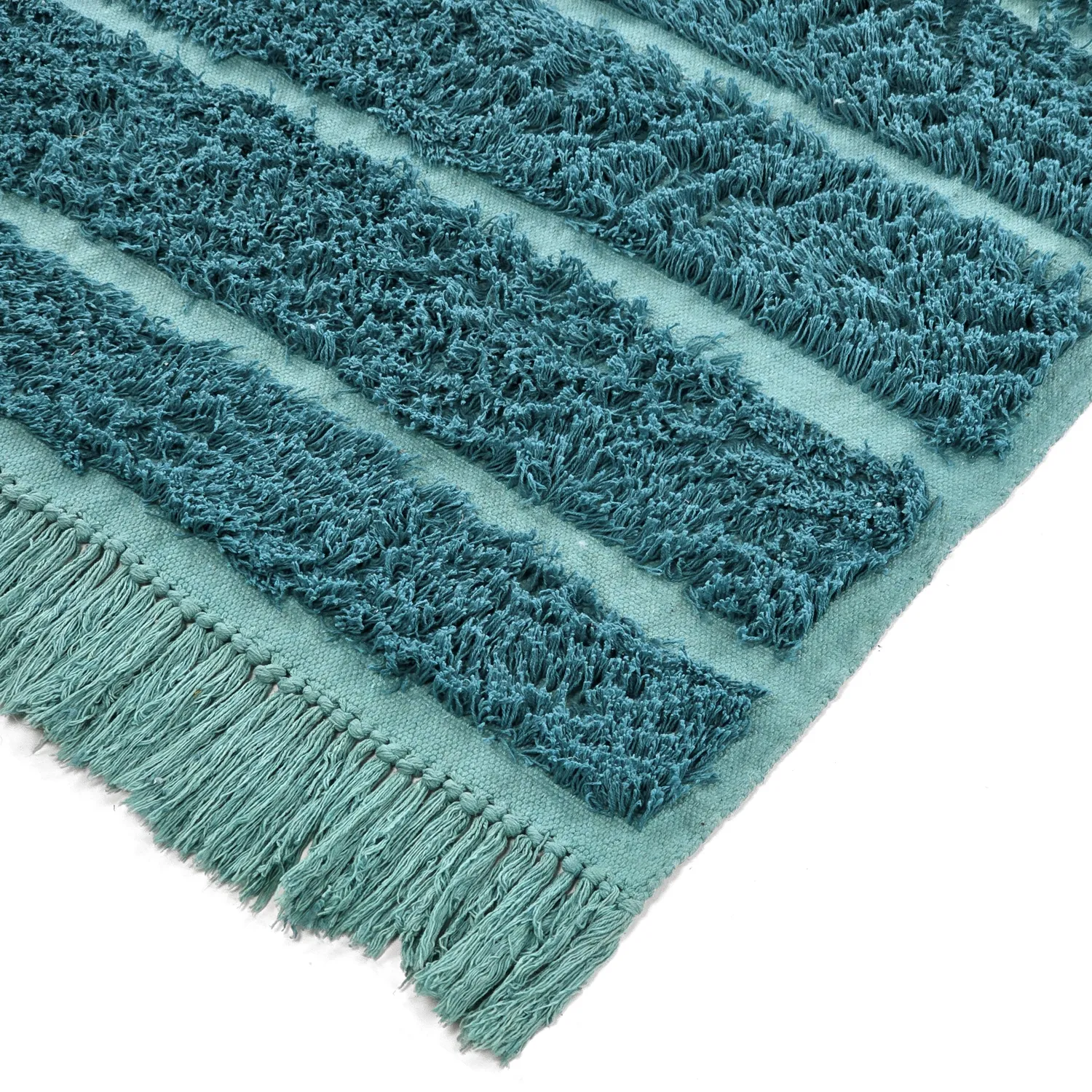 Ryamattor - Ikara Natural Cotton Shaggy (turkos)
