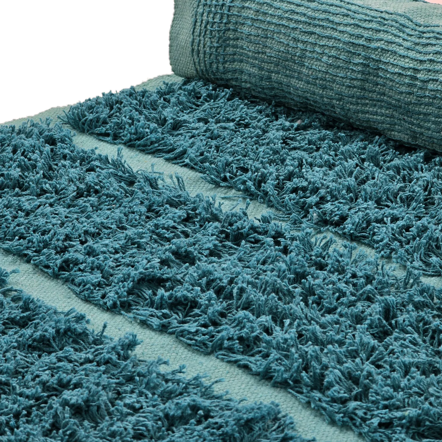 Ryamattor - Ikara Natural Cotton Shaggy (turkos)