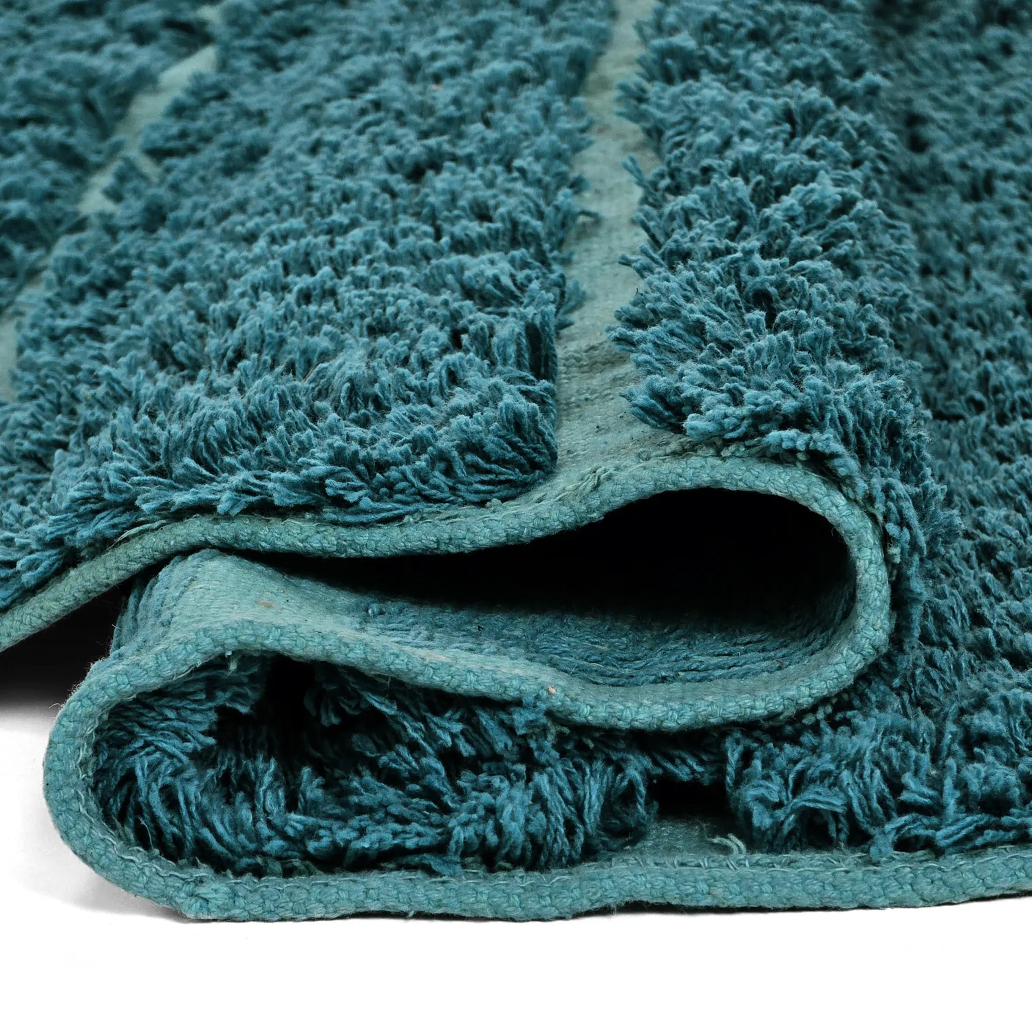 Rund Matta - Ikara Natural Cotton Shaggy (turkos)