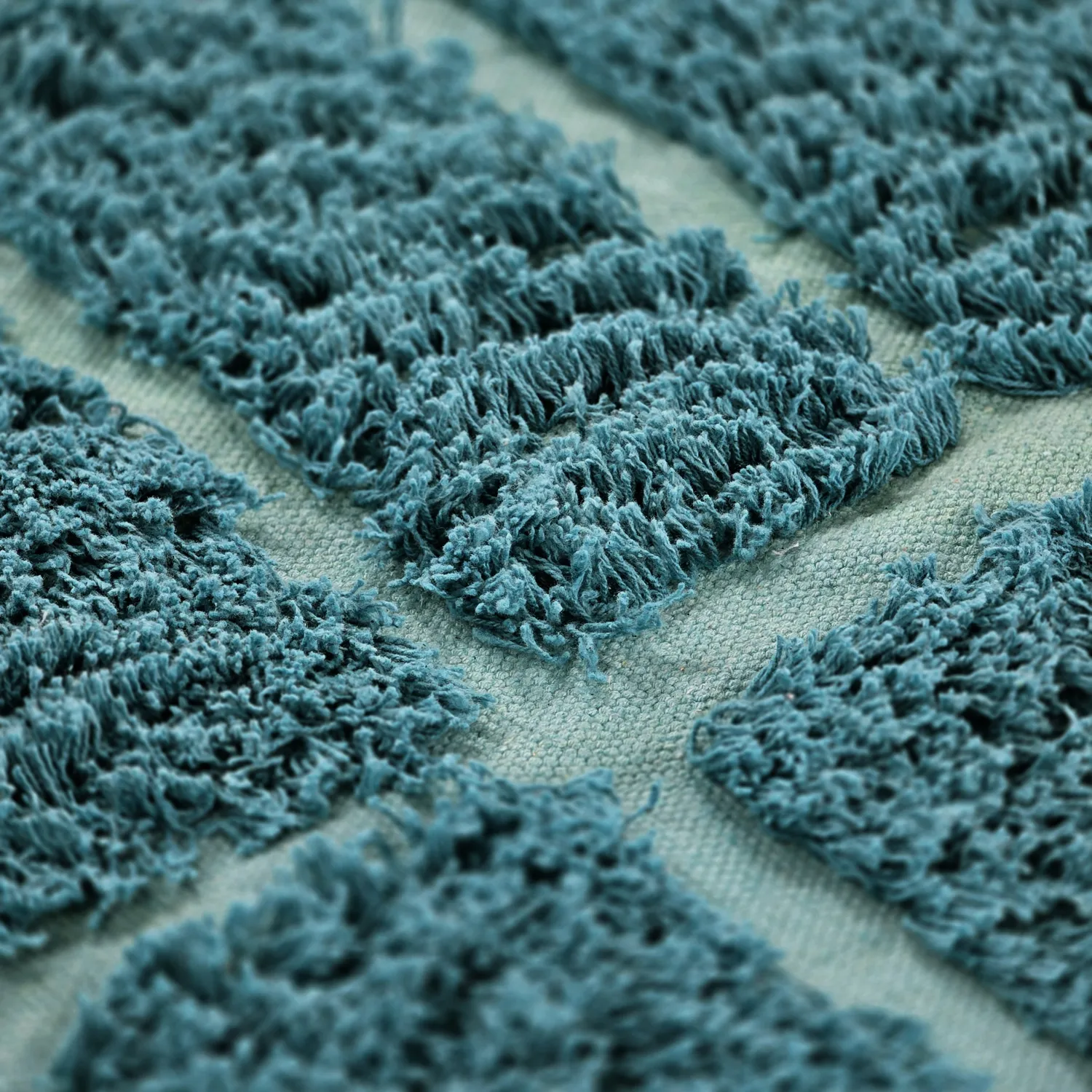 Rund Matta - Ikara Natural Cotton Shaggy (turkos)
