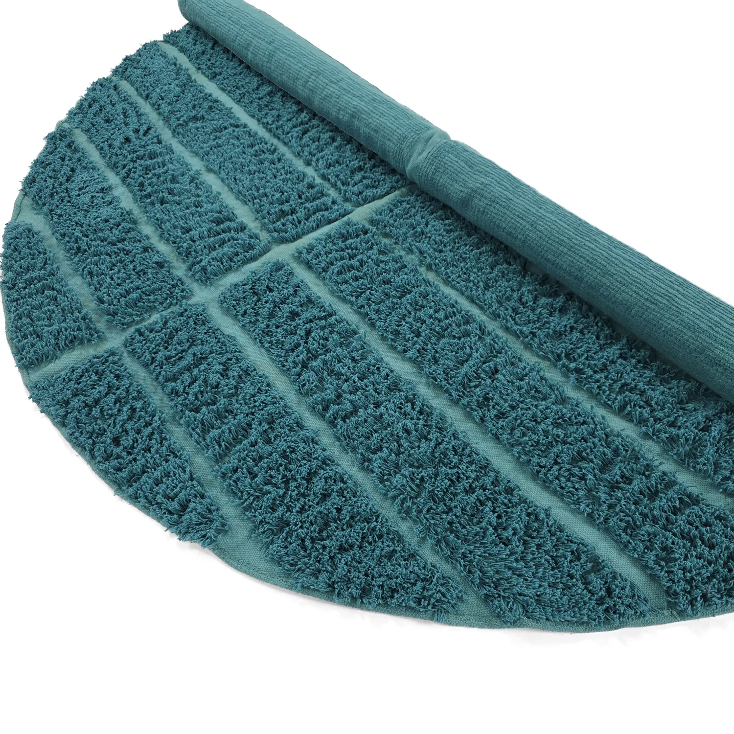 Rund Matta - Ikara Natural Cotton Shaggy (turkos)