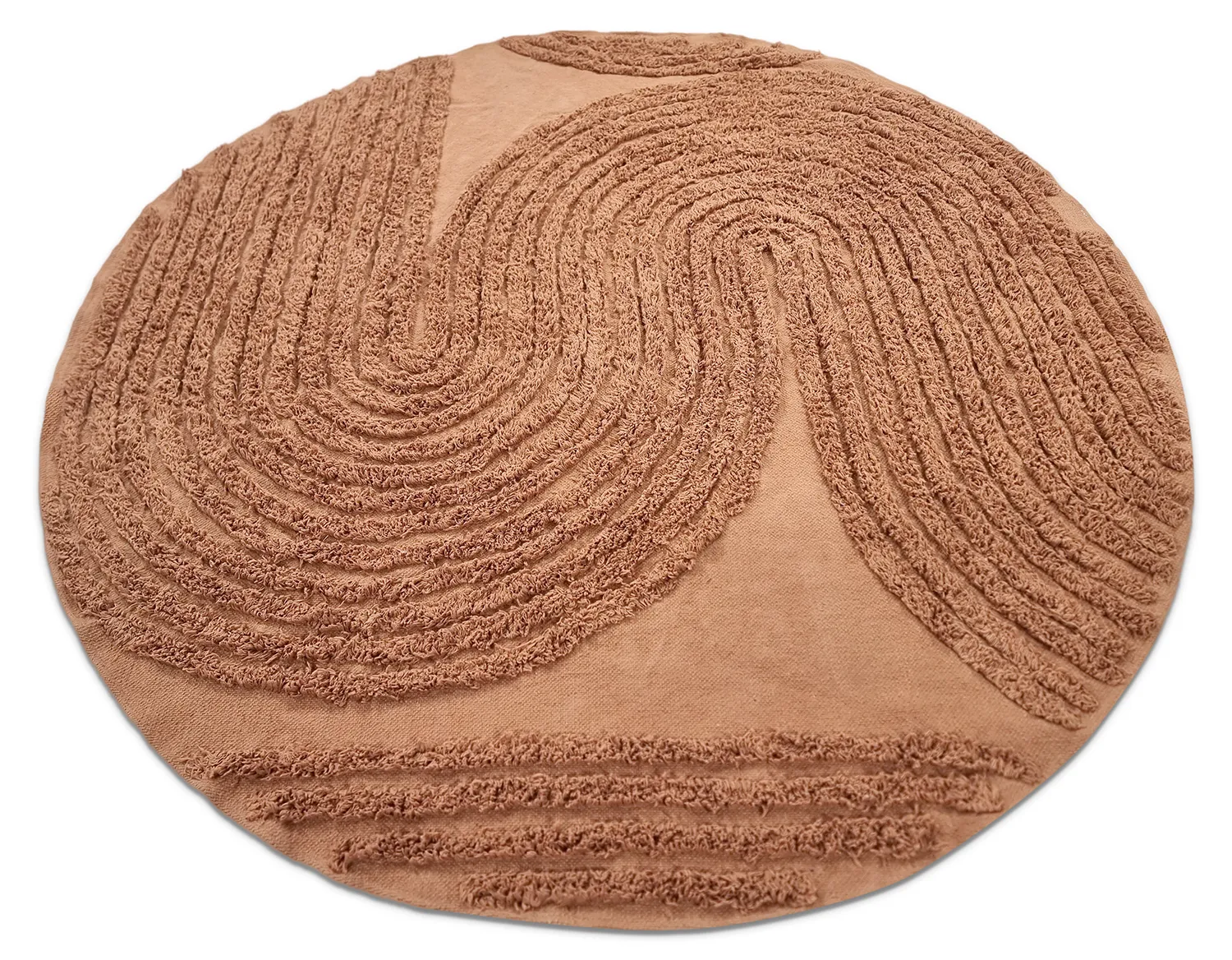 Rund matta - Jovie Natural Cotton Shaggy (terracotta)