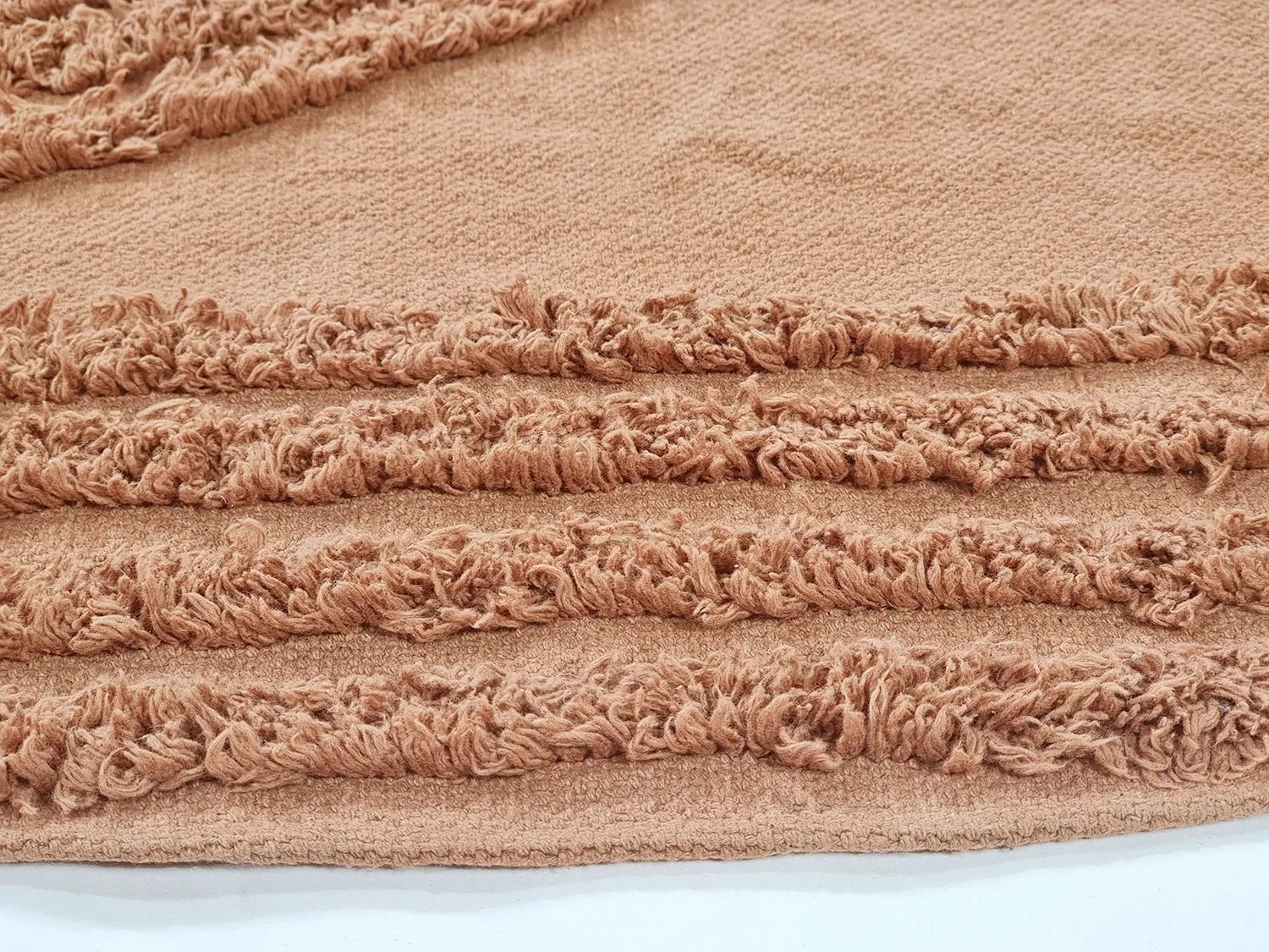 Rund matta - Jovie Natural Cotton Shaggy (terracotta)