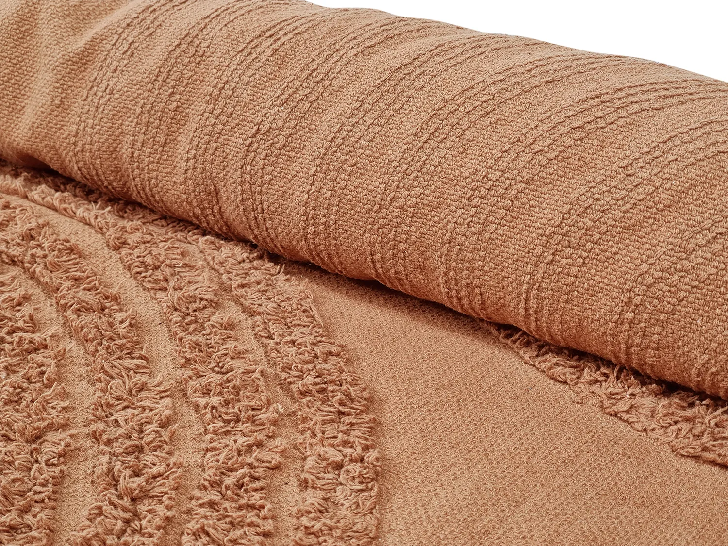 Rund matta - Jovie Natural Cotton Shaggy (terracotta)