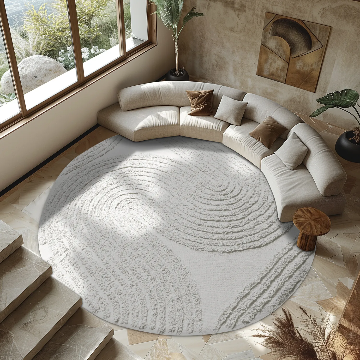 Rund matta - Jovie Natural Cotton Shaggy (offwhite)