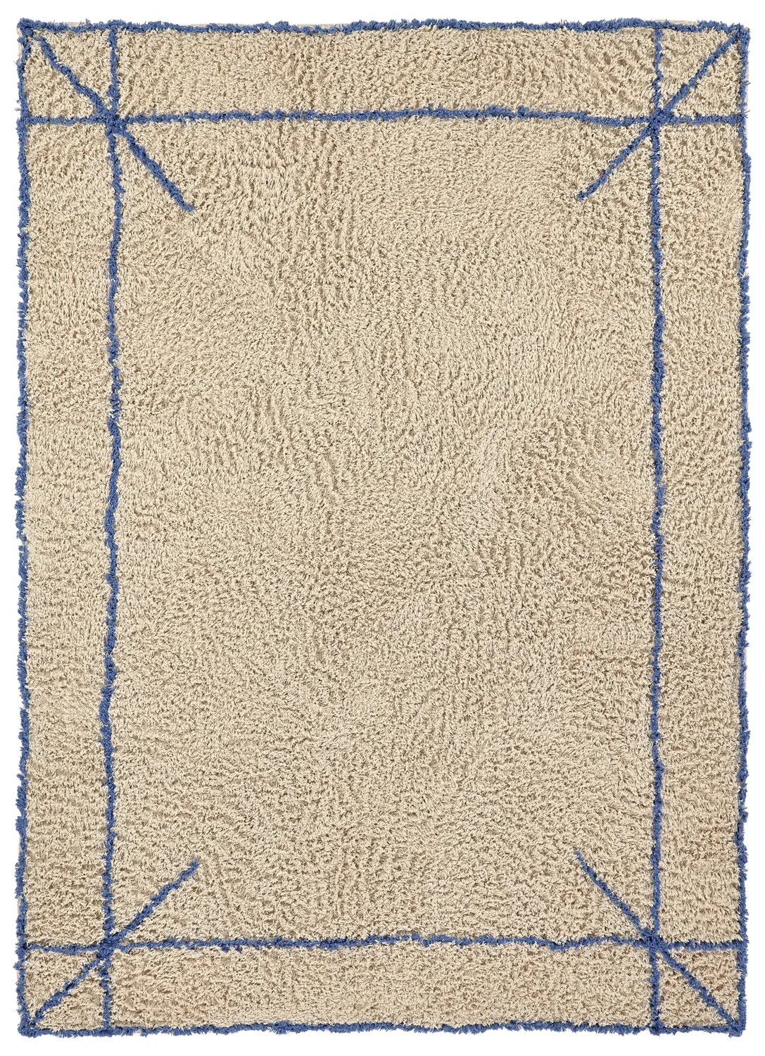 Ryamattor - Kairi Natural Cotton Shaggy (beige/blå)