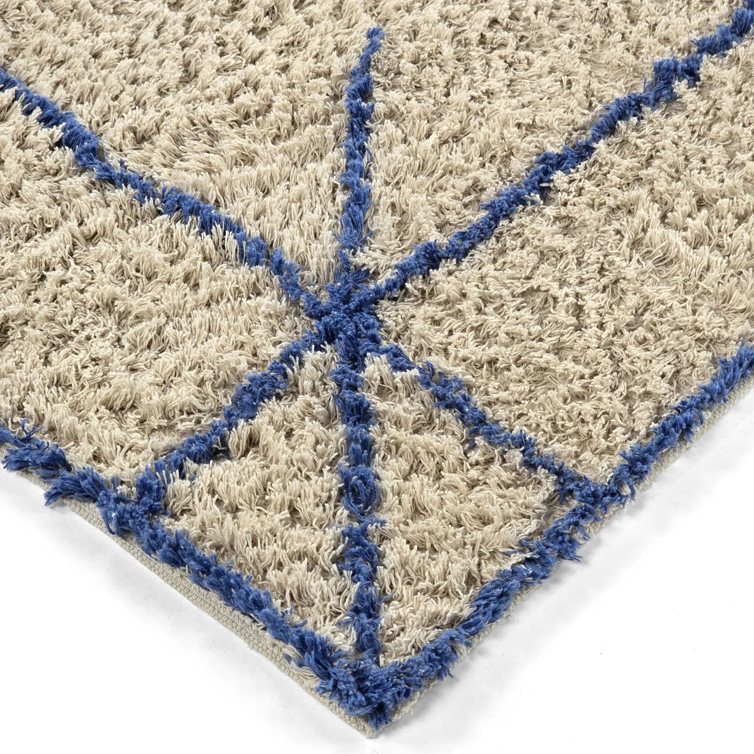 Ryamattor - Kairi Natural Cotton Shaggy (beige/blå)