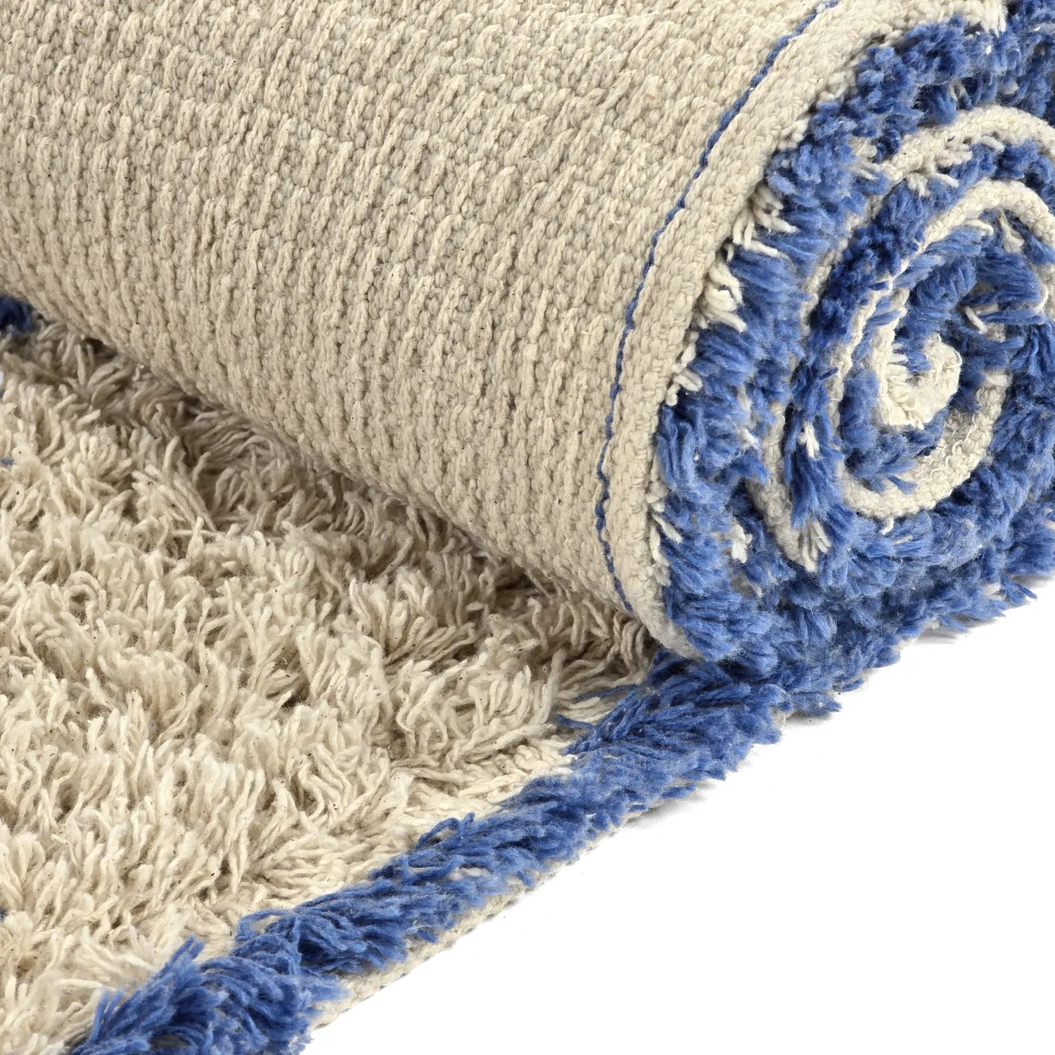 Ryamattor - Kairi Natural Cotton Shaggy (beige/blå)