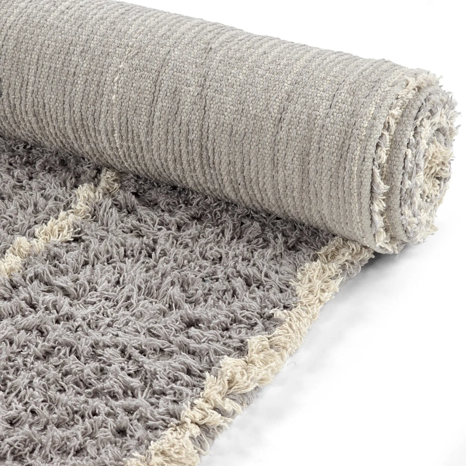 Ryamattor - Kairi Natural Cotton Shaggy (grå/beige)