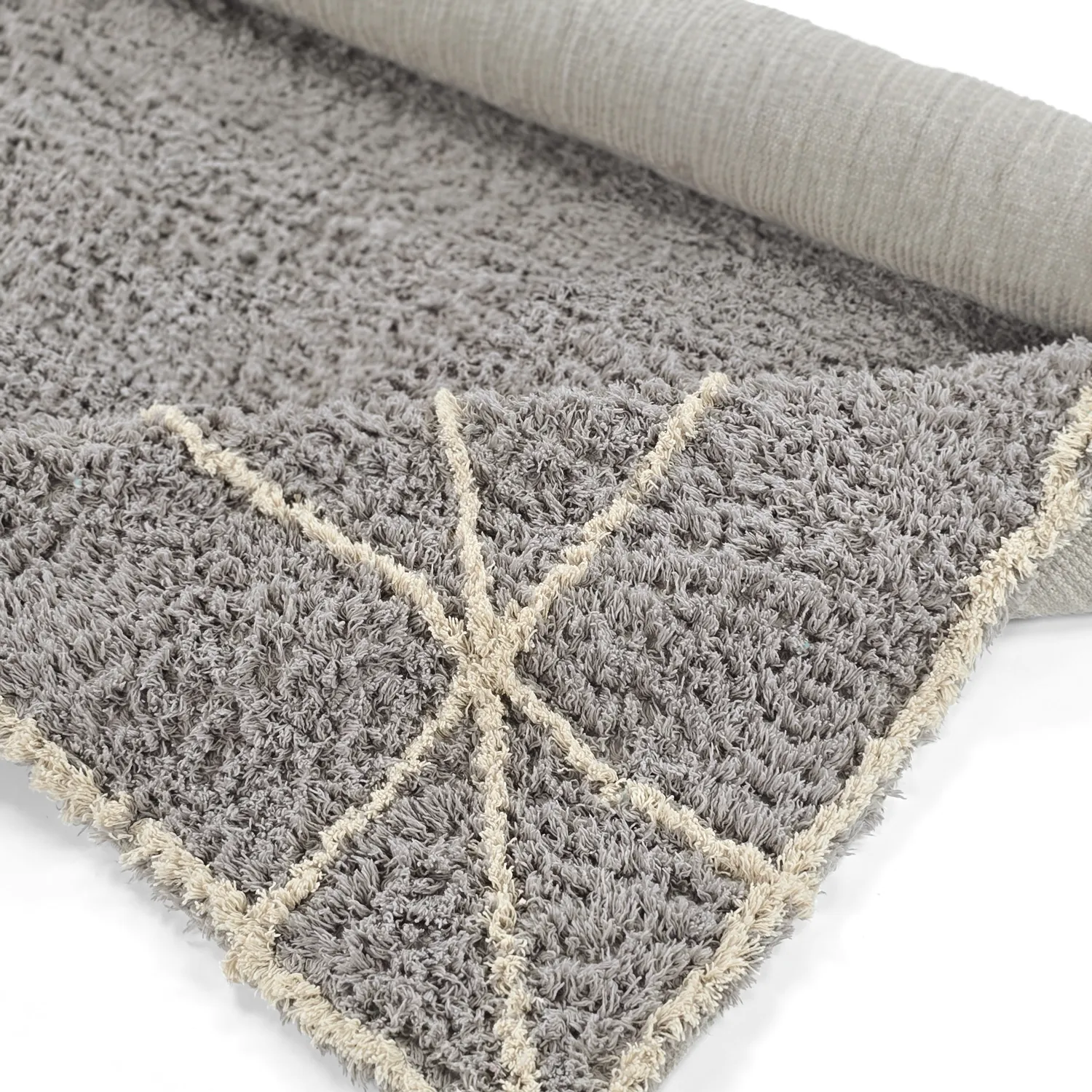 Ryamattor - Kairi Natural Cotton Shaggy (grå/beige)