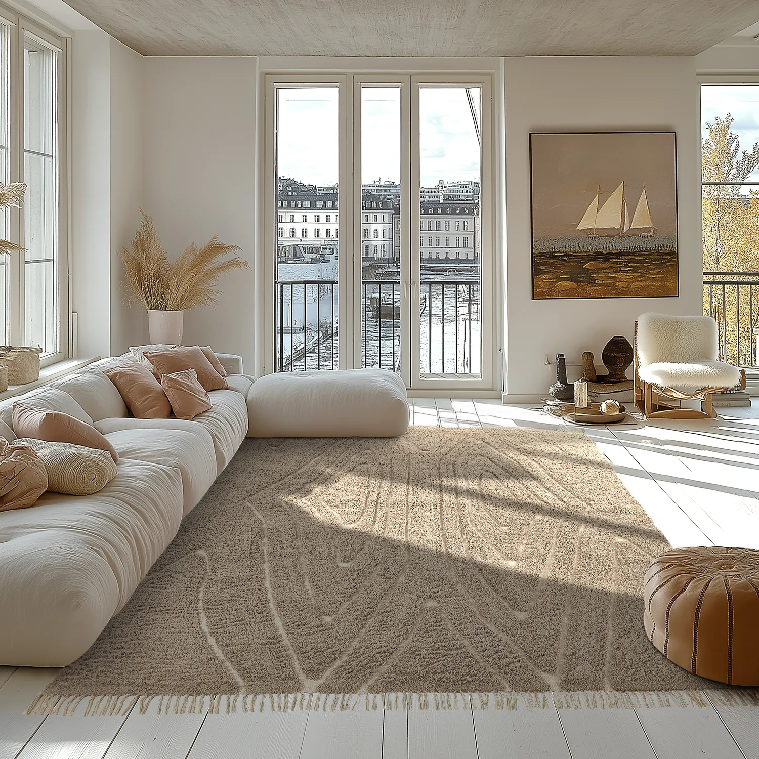 Ryamattor - Kindon Natural Cotton Shaggy (beige/vit)