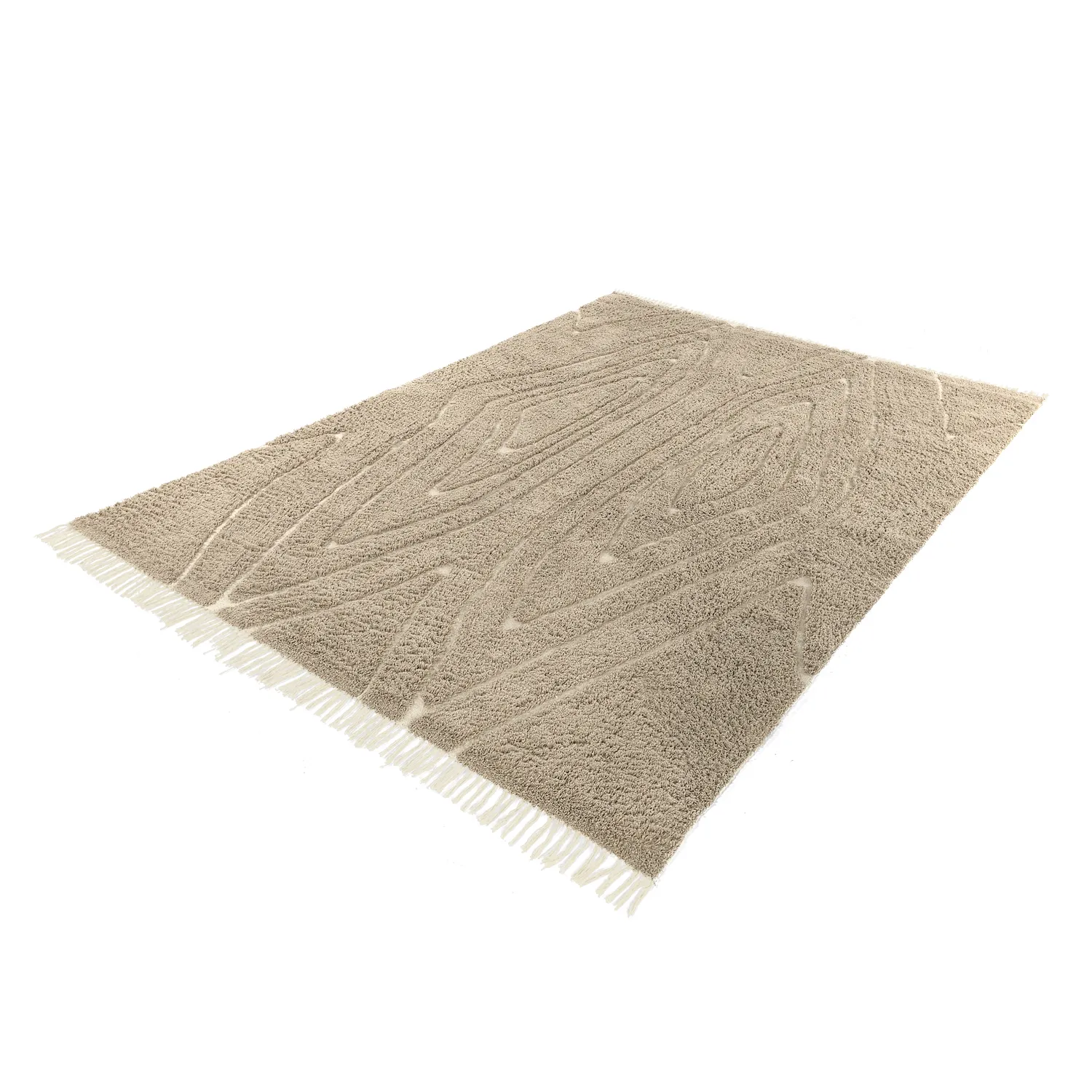 Ryamattor - Kindon Natural Cotton Shaggy (beige/vit)