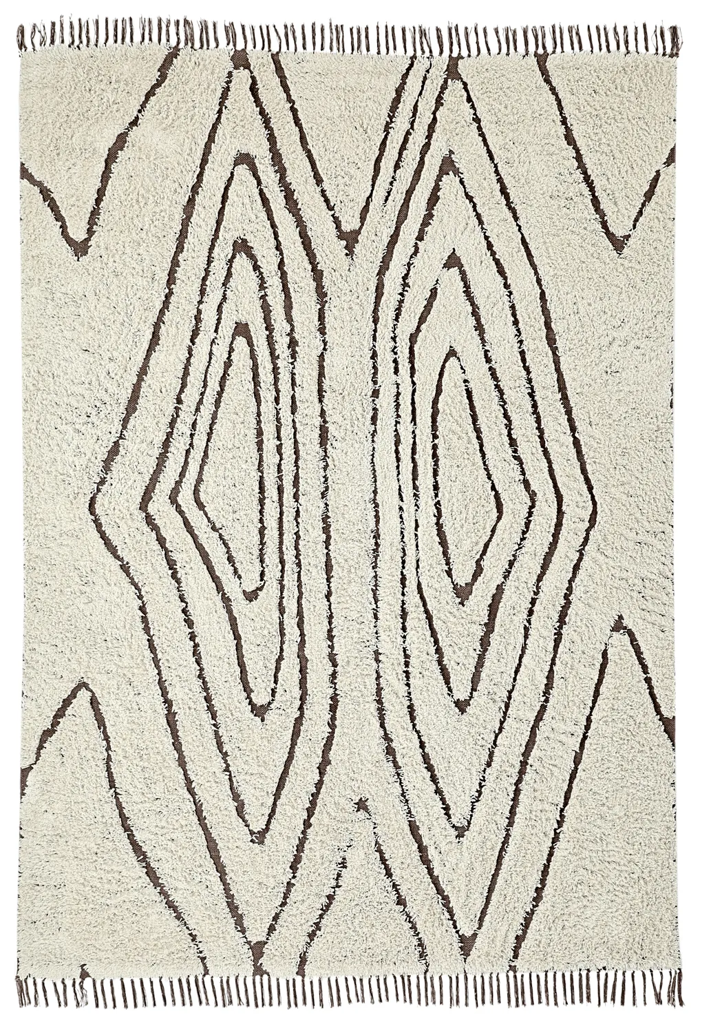 Ryamattor - Kindon Natural Cotton Shaggy (offwhite/brun)