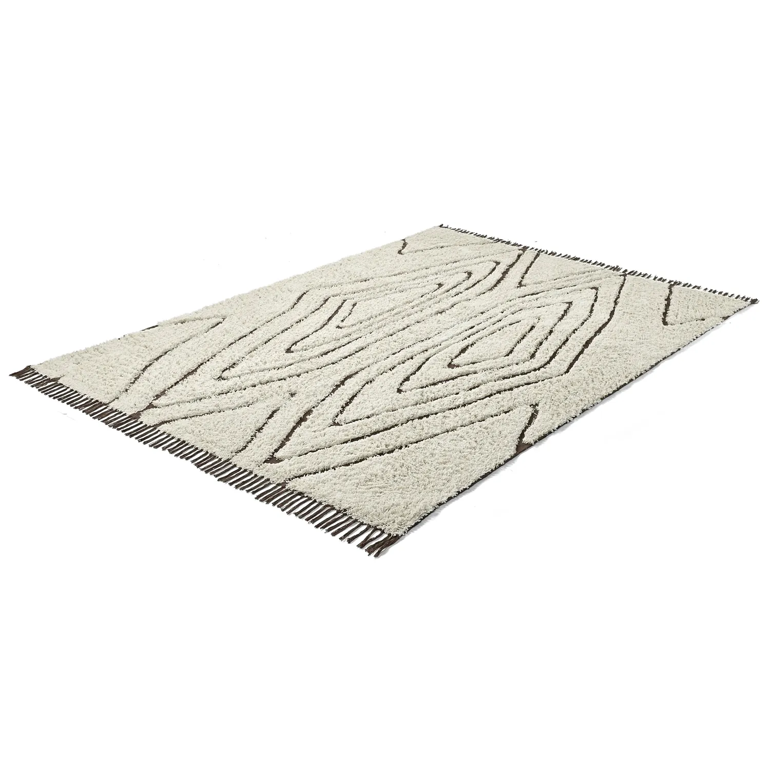 Ryamattor - Kindon Natural Cotton Shaggy (offwhite/brun)