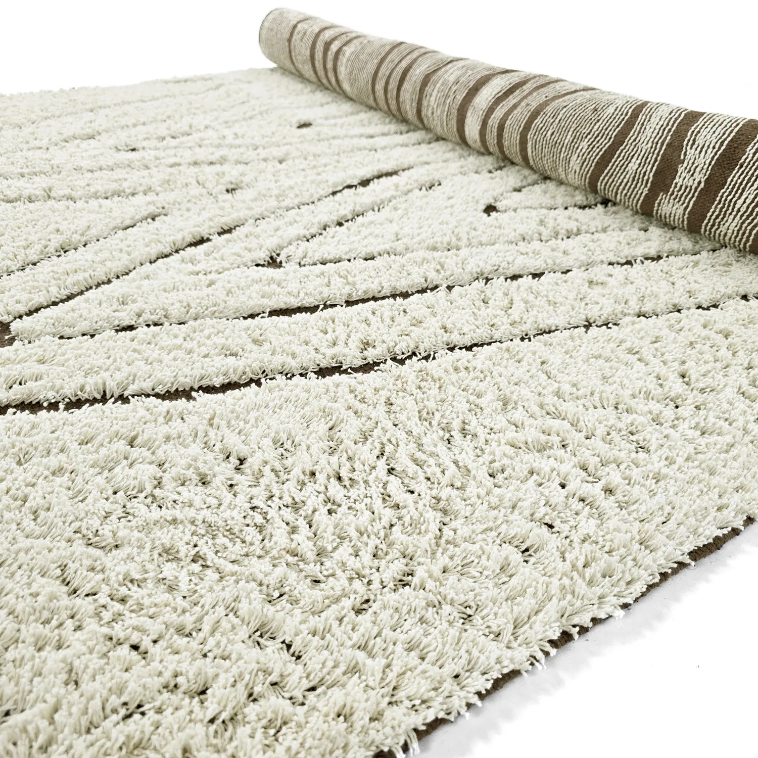 Ryamattor - Kindon Natural Cotton Shaggy (offwhite/brun)