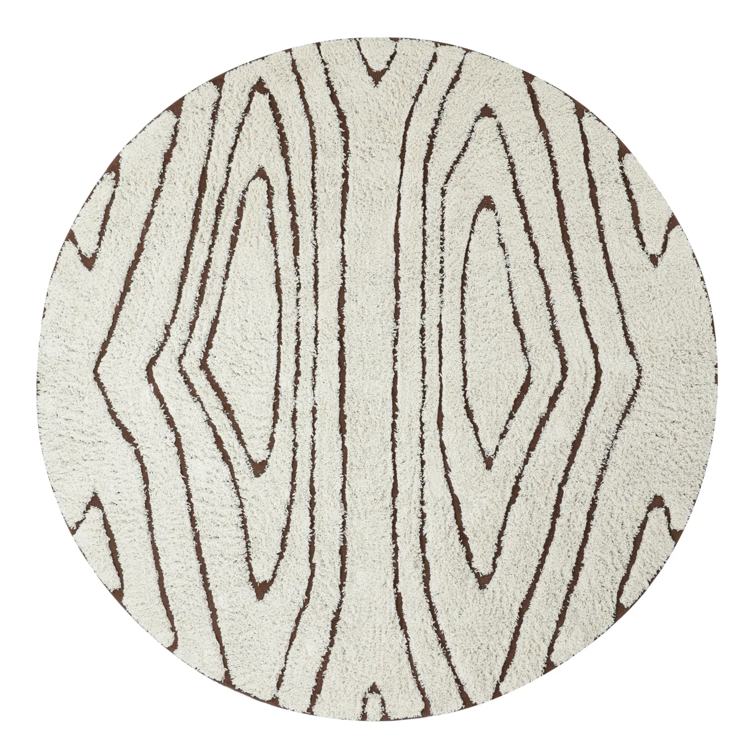 Rund matta - Kindon Natural Cotton Shaggy (offwhite/brun)
