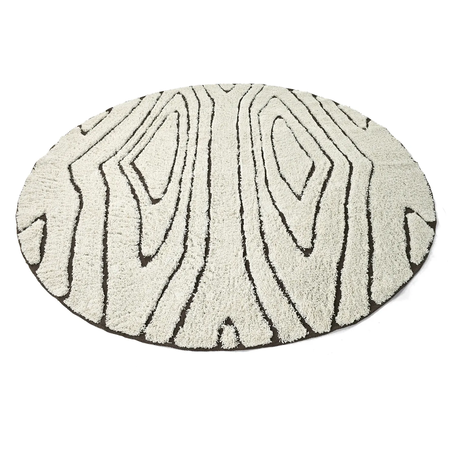 Rund matta - Kindon Natural Cotton Shaggy (offwhite/brun)
