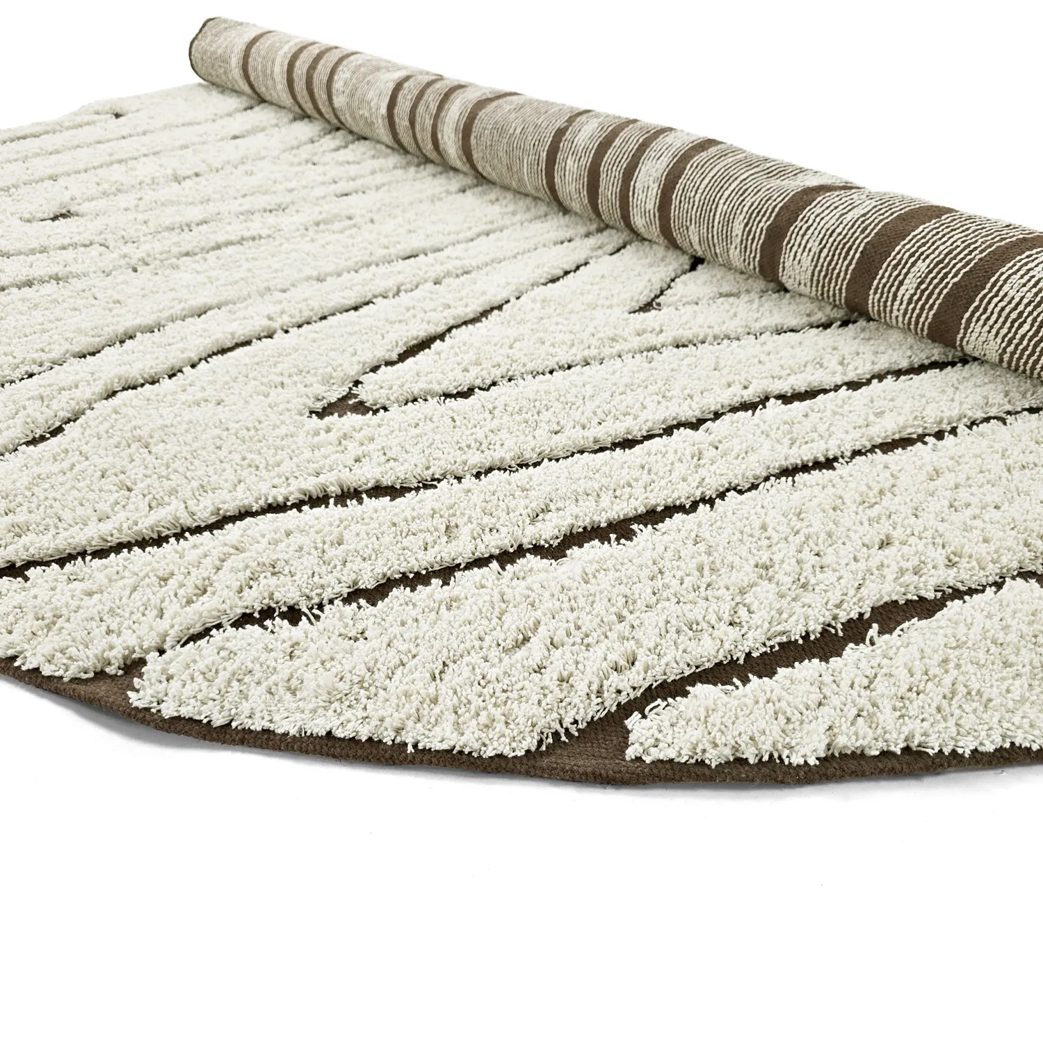Rund matta - Kindon Natural Cotton Shaggy (offwhite/brun)