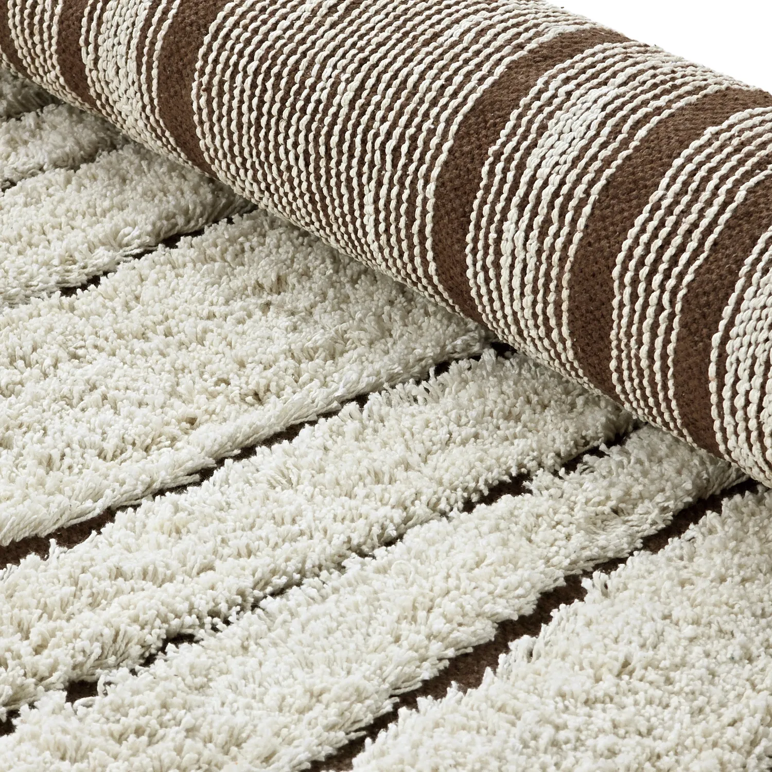 Rund matta - Kindon Natural Cotton Shaggy (offwhite/brun)