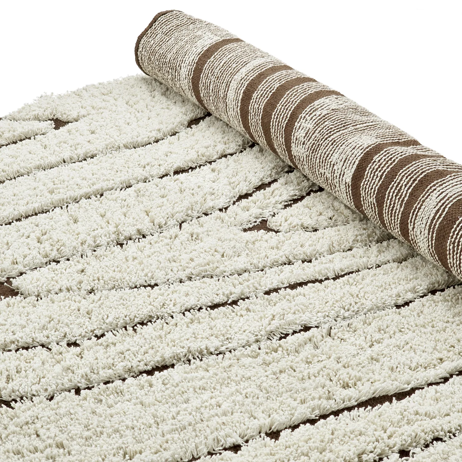 Rund matta - Kindon Natural Cotton Shaggy (offwhite/brun)