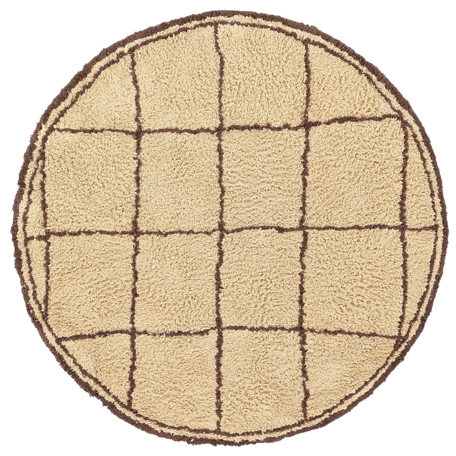 Rund Matta - Lana Natural Cotton Shaggy (beige/brun)