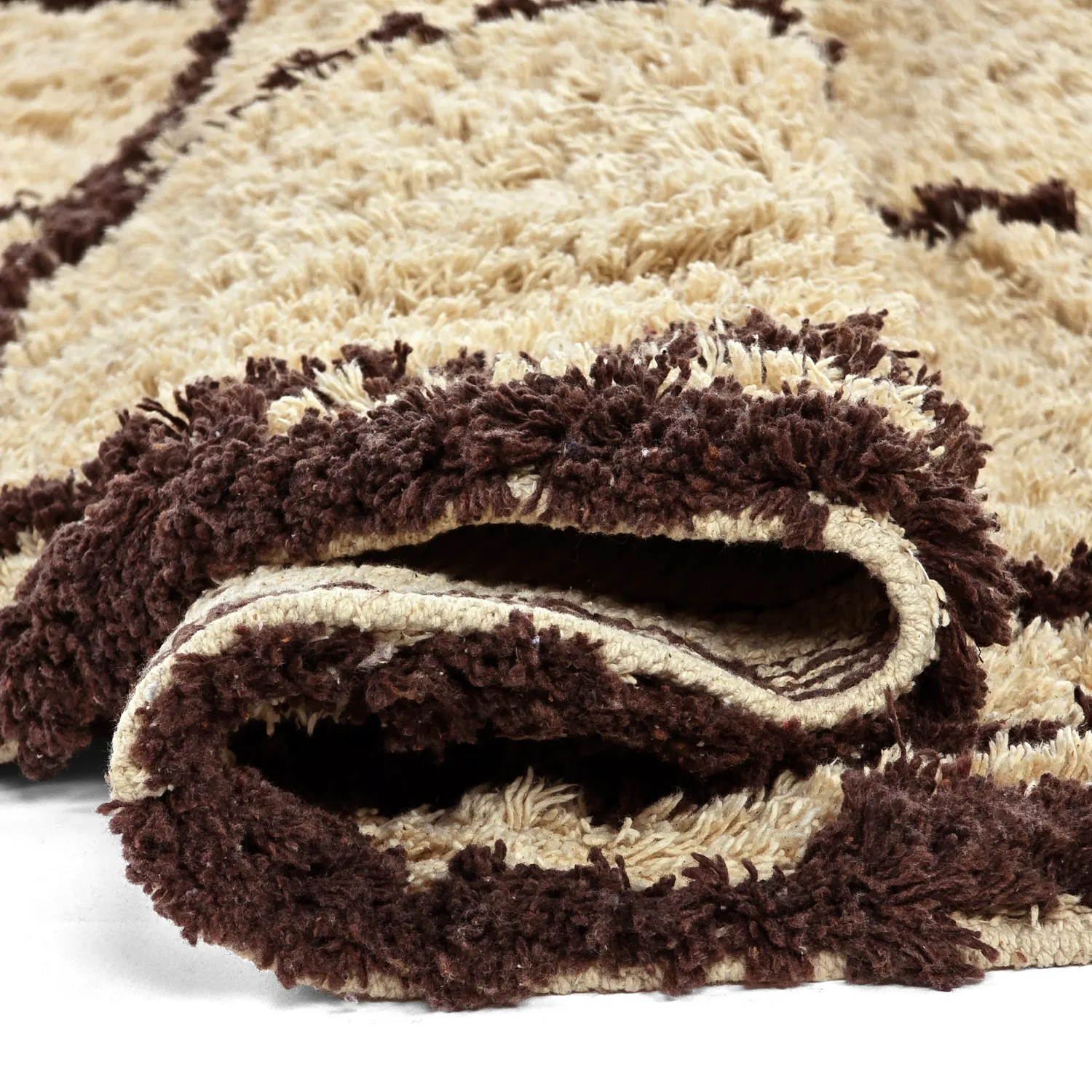 Rund Matta - Lana Natural Cotton Shaggy (beige/brun)