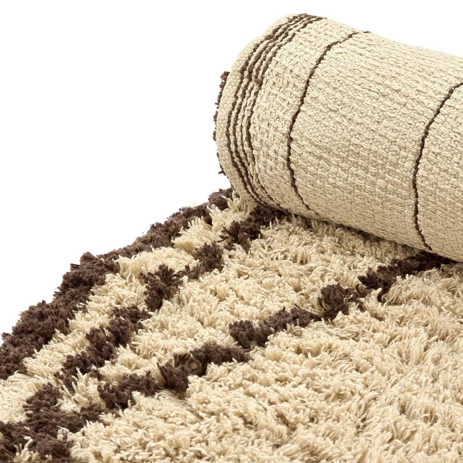 Rund Matta - Lana Natural Cotton Shaggy (beige/brun)